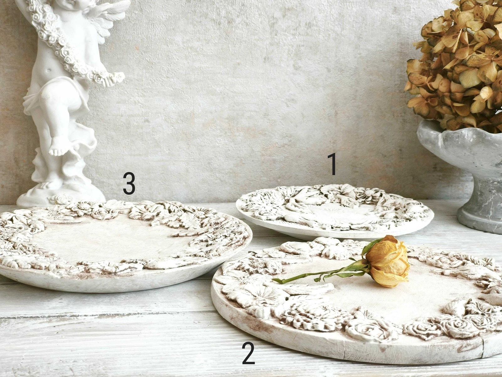 Shabby Chic Floral Wall Plaque: Aged Wood, Textured White Flowers photo Art
