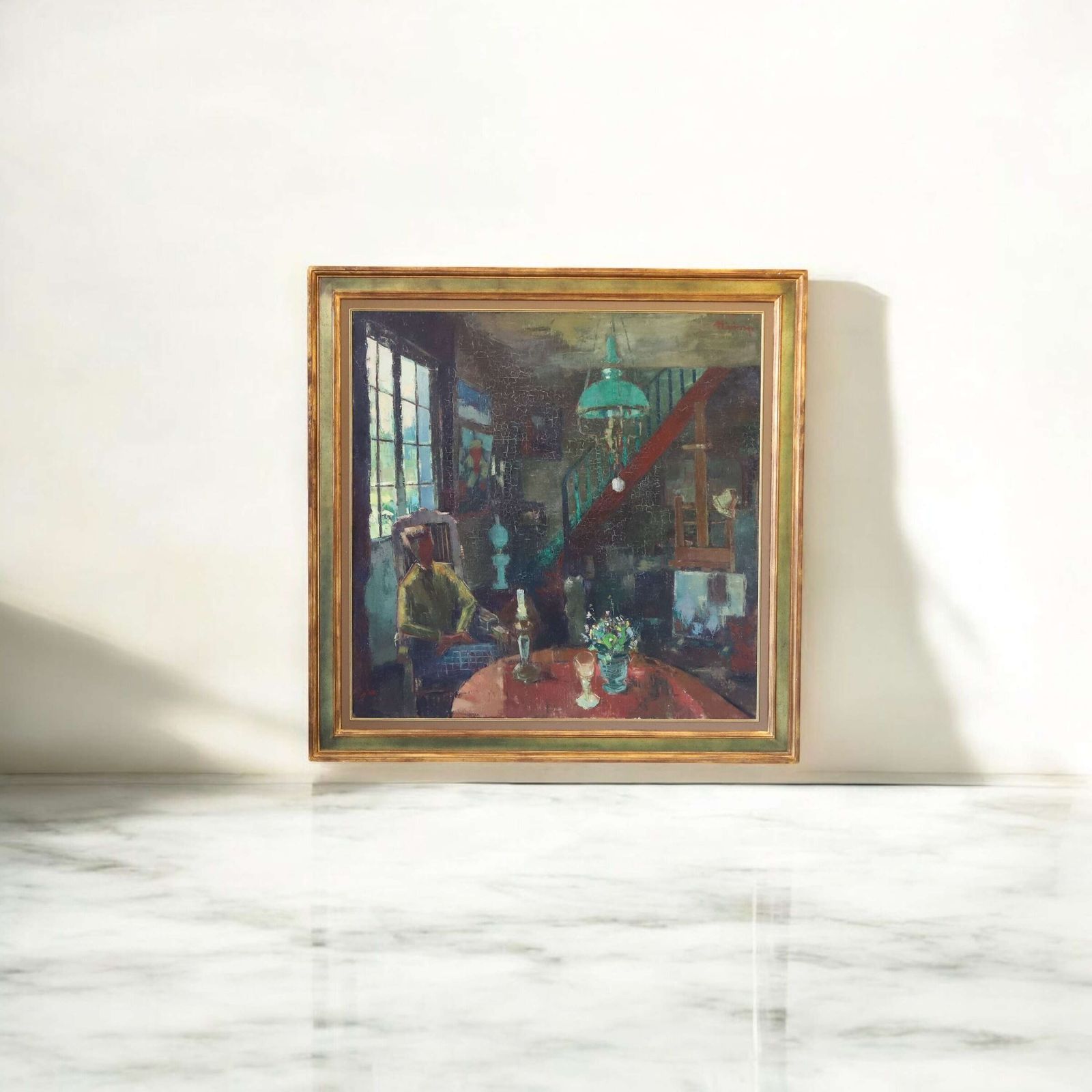 Trudy In The House Of The Red Cloister | Désiré Haine Belgian Oil Masterpiece (120x120cm) photo furniture