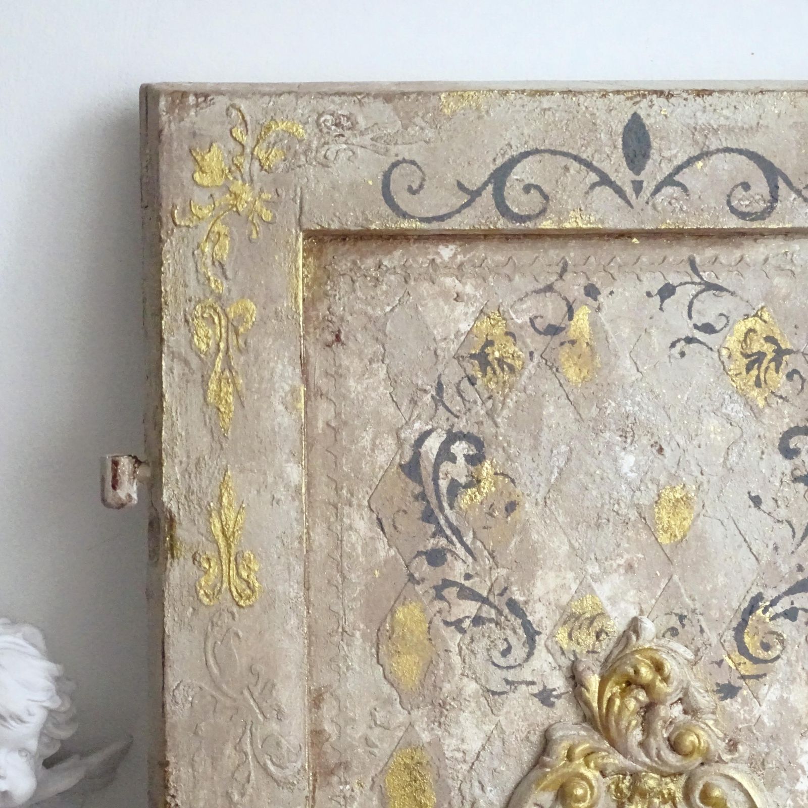 Gilded French Candle Sconce: Shabby Chic Wrought Iron Wall Decor photo for sale