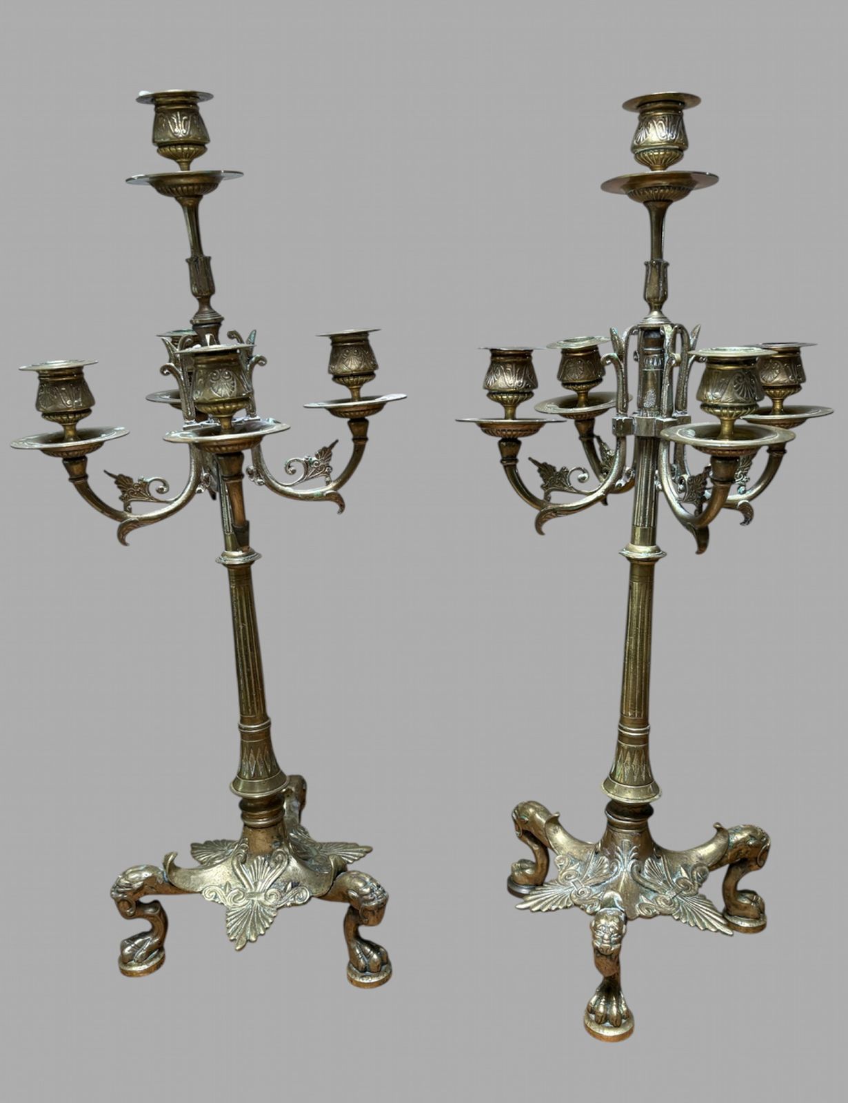 A Pair Of Attractive Brass Candelabra Possibly French