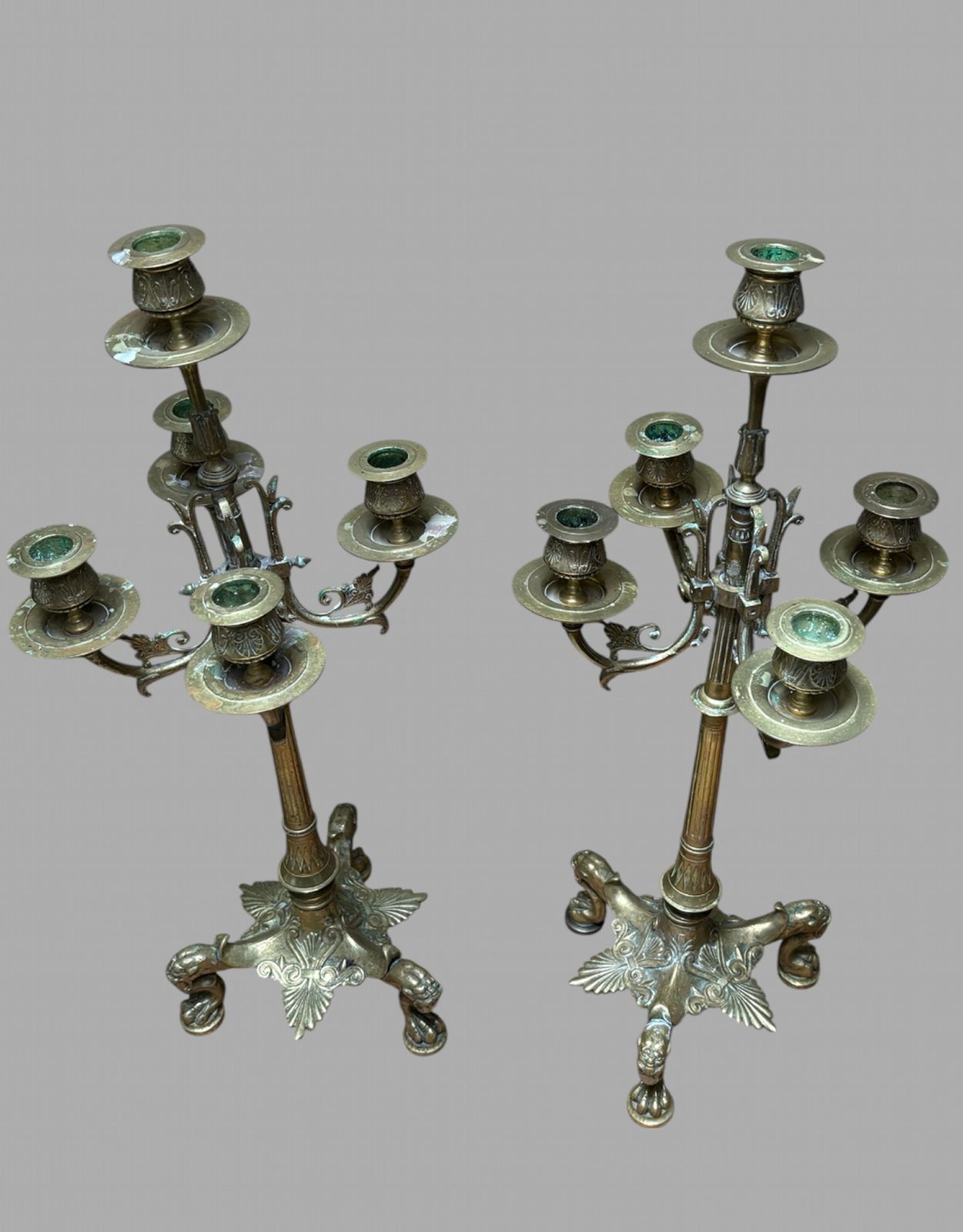 A Pair Of Attractive Brass Candelabra Possibly French photo furniture