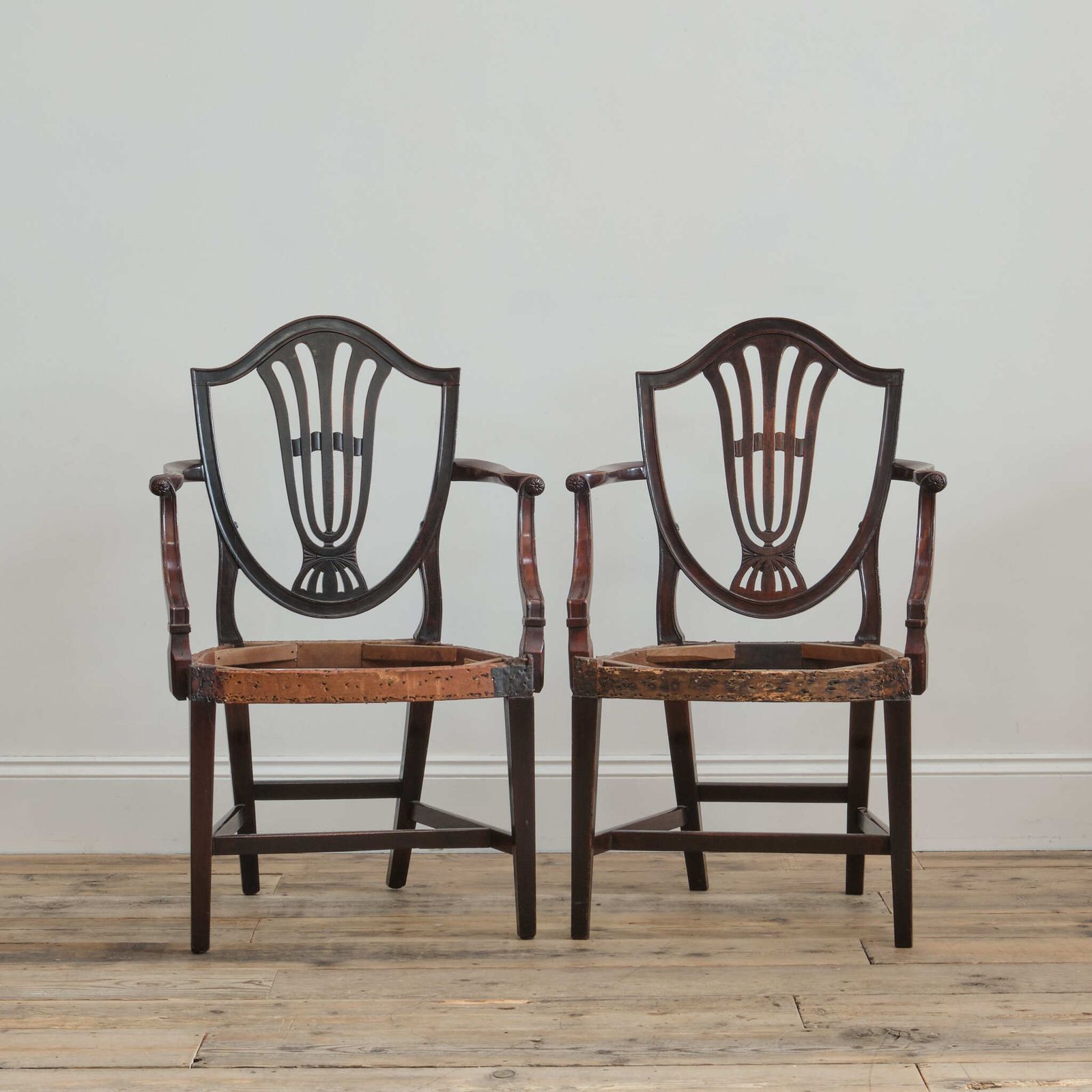 photo for sale Pair Of George III Heppelwhite Mahogany Carver Chairs