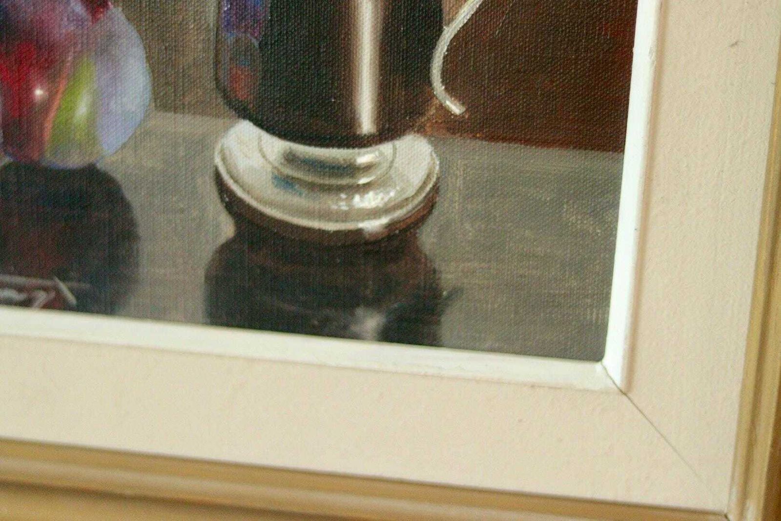 Original Mid Century  Swedish Oil On Canvas "Still Life With Plums And Jug"By Gösta Emming Vintage & Framed | 38 X 33 Cm (15 X 13 Inches) photo 245.0