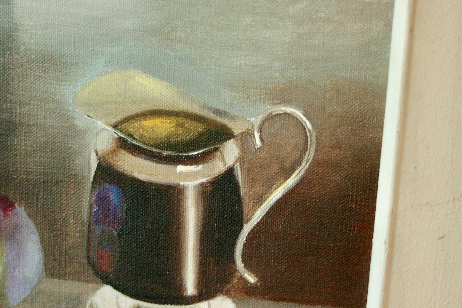 Original Mid Century  Swedish Oil On Canvas "Still Life With Plums And Jug"By Gösta Emming Vintage & Framed | 38 X 33 Cm (15 X 13 Inches) photo buy