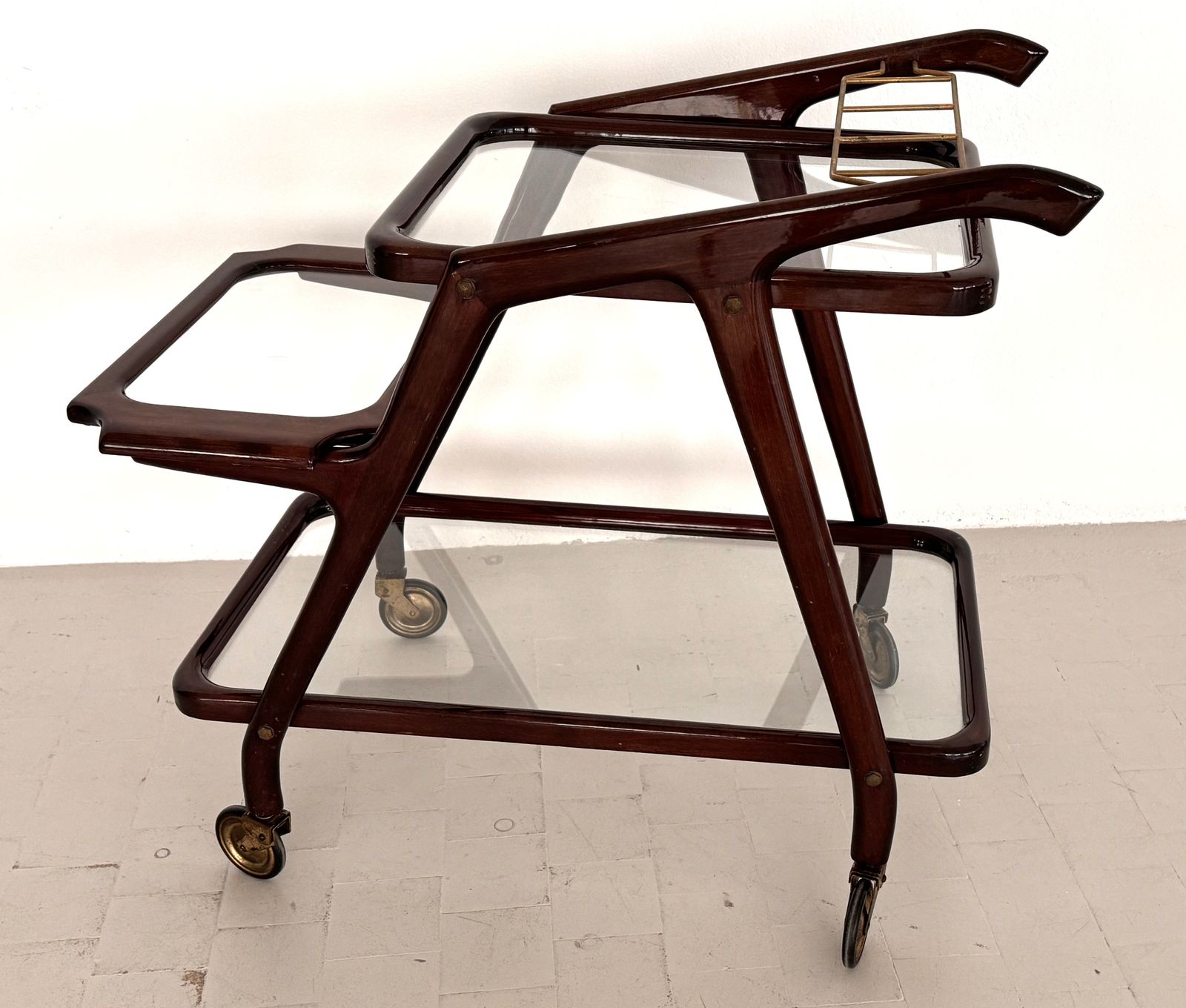 photo vintage Italian Midcentury Serving Cart Or Trolley In Cesare Lacca Style, 1960s