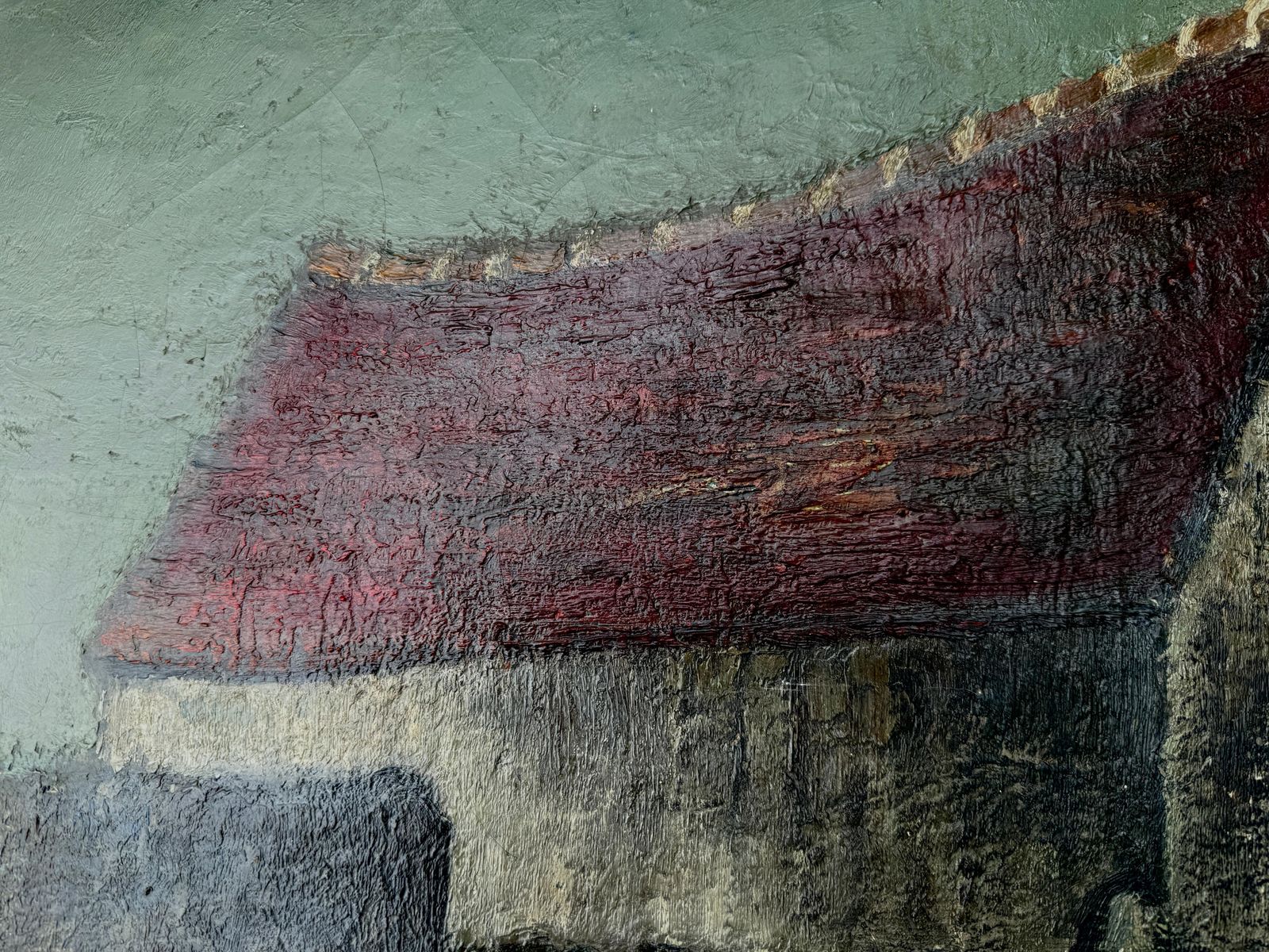 Francisco Sales Casas En El Crepúsculo óleo Sobre Pintura Paisaje Expresionista C.1950 photo 1200.0