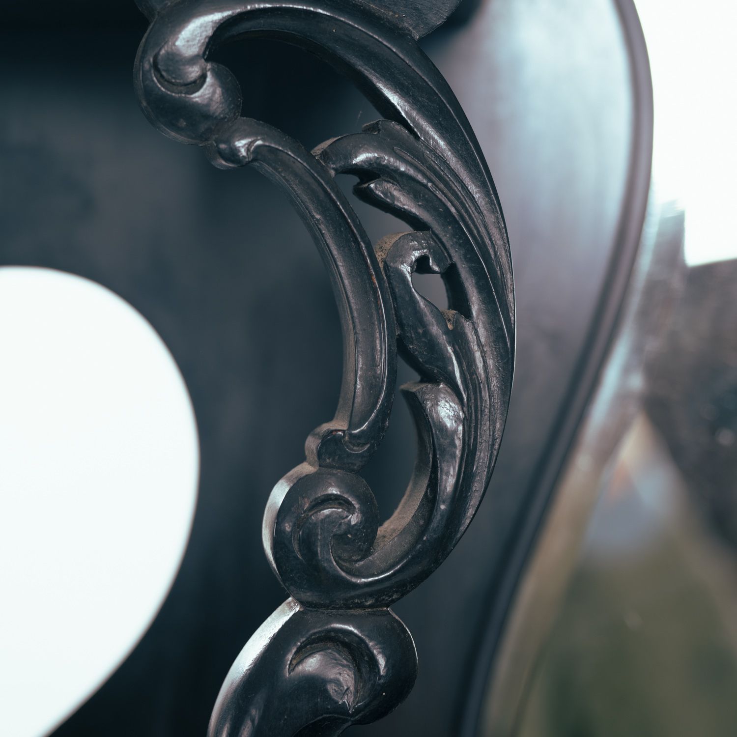 photo furniture Arts & Crafts Parlour Cabinet In Black Ebonised Wood And Mirror Glass From Maddox & Co., England, 1910s