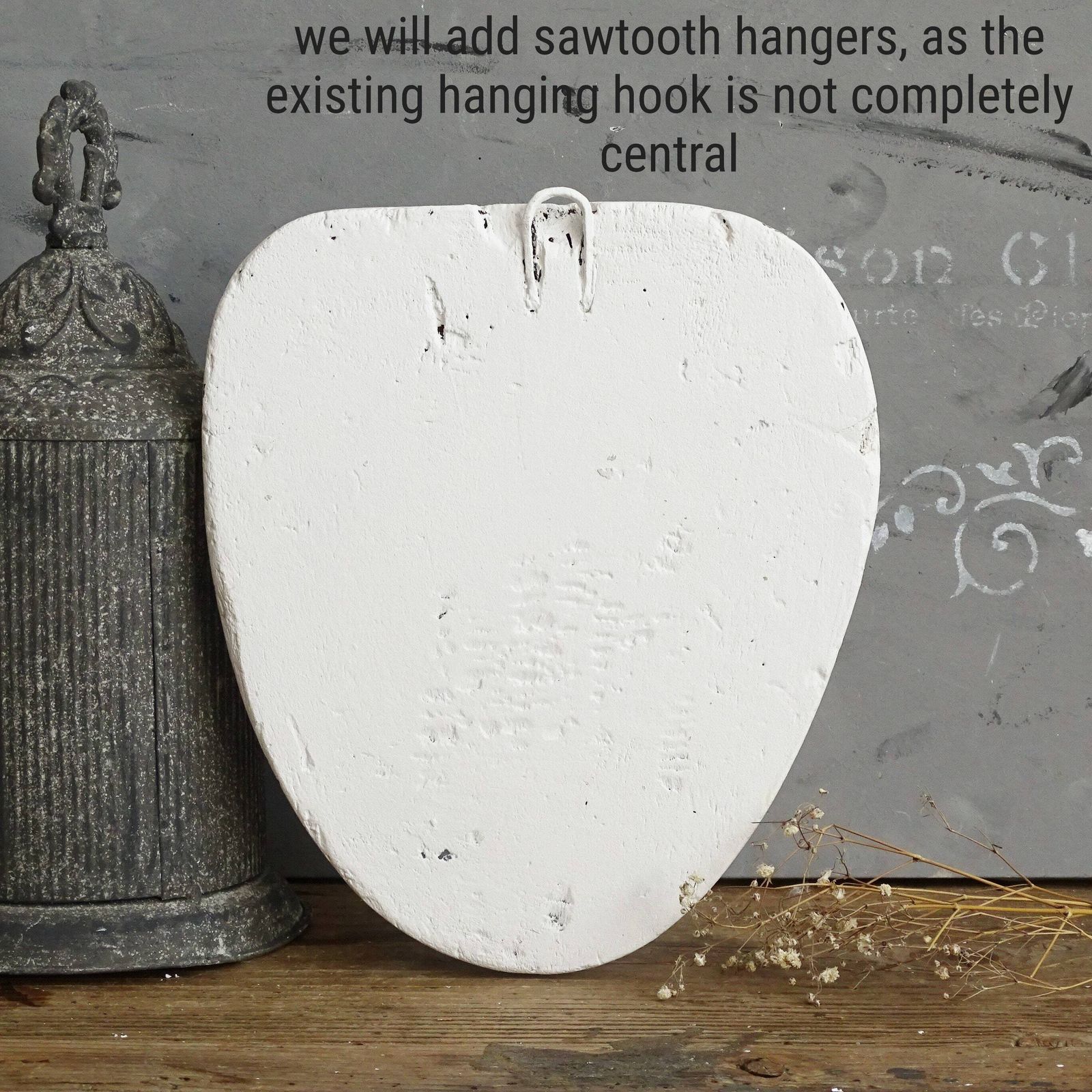 photo furniture Antique White Wood Coat Hook: Shabby Chic Farmhouse Wall Hat Rack