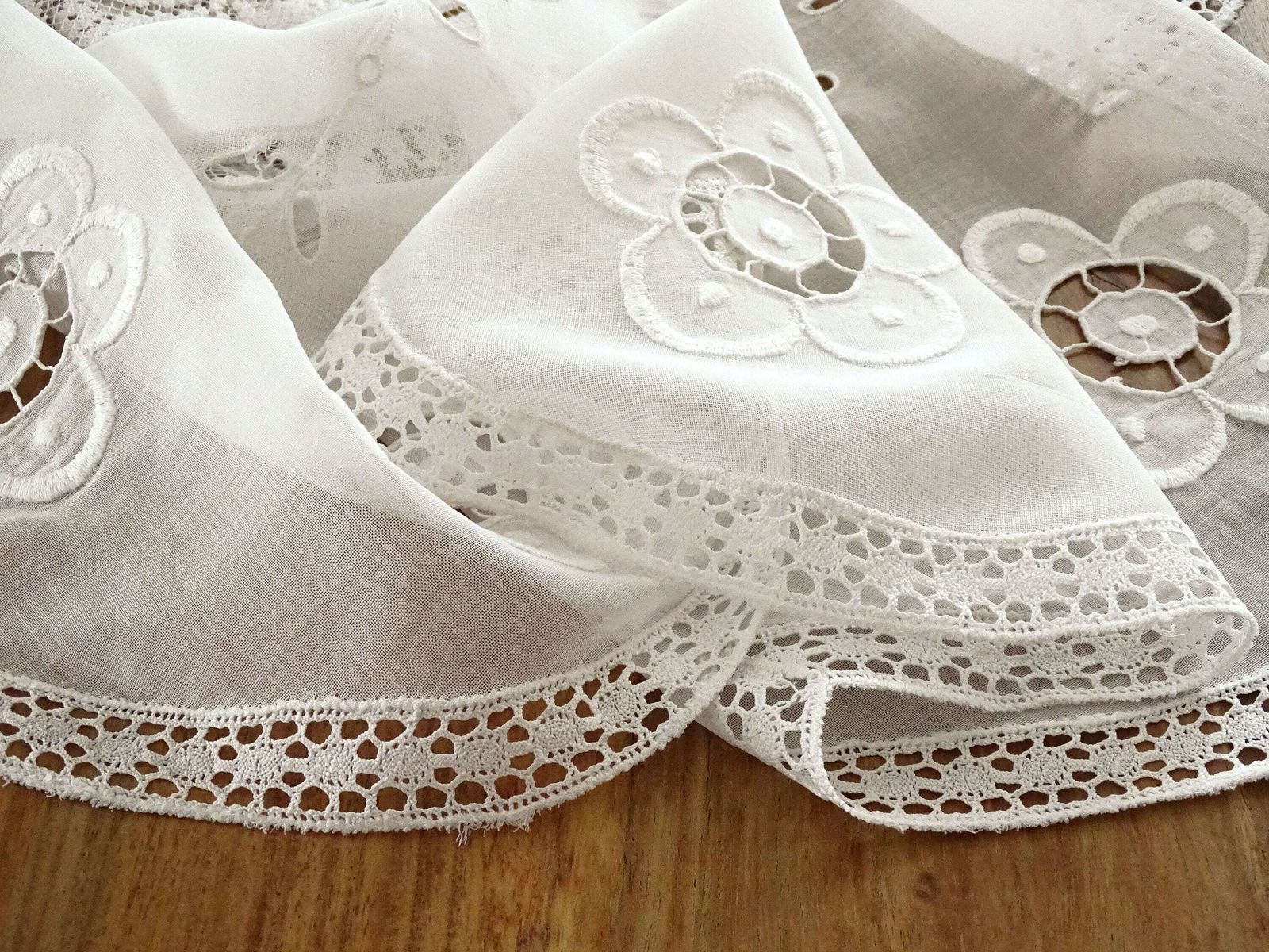 Antique Richelieu Lace Tablecloth: Hand Crochet Floral Embroidery, French Heirloom Linen photo for sale