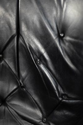 Mid Century Modern Danish Black Quilted Leather Wing Chair, 1960s photo 1619.0