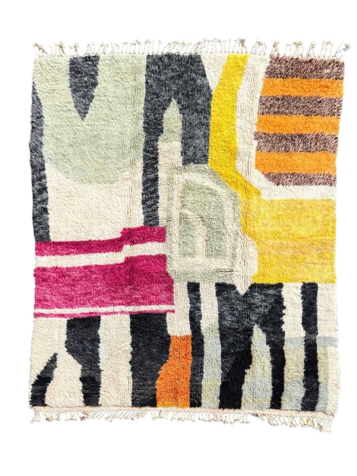 Moroccan Berber Rug 200x260 Cm, Colorful Beni Ourain Rug, Handmade Wool Rug, Shaggy Rug, Decorative Berber Rug, Living Room Rug photo furniture