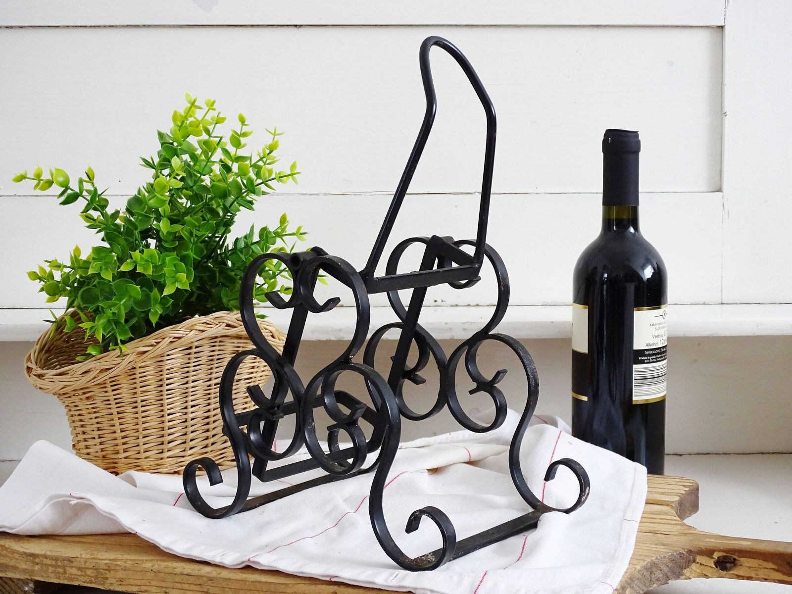 French Wrought Iron Wine Bottle Holder: Gothic Tabletop Barware photo furniture