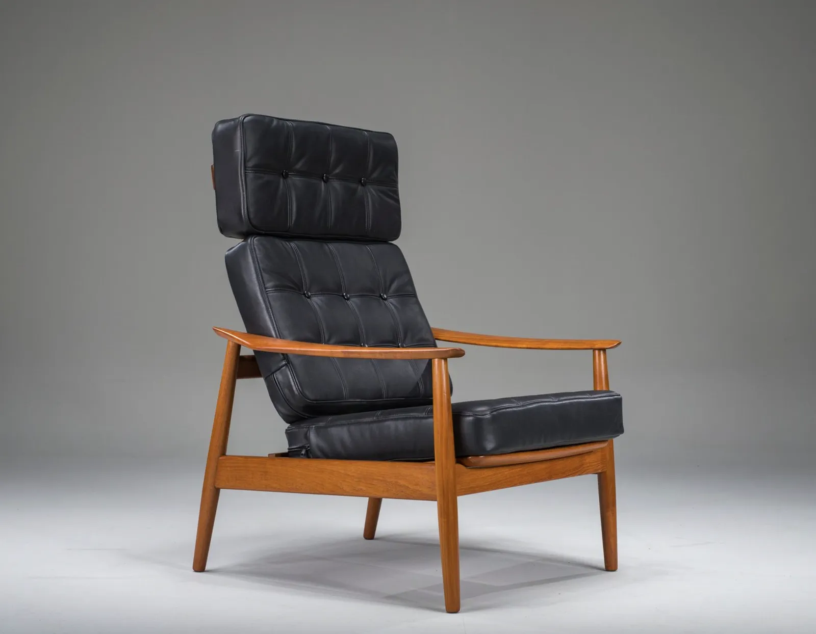 Mid Century Modern Fd 164 Armchair In Teak And Black Leather By Arne Vodder For Cado, Denmark, 1960s photo Furniture