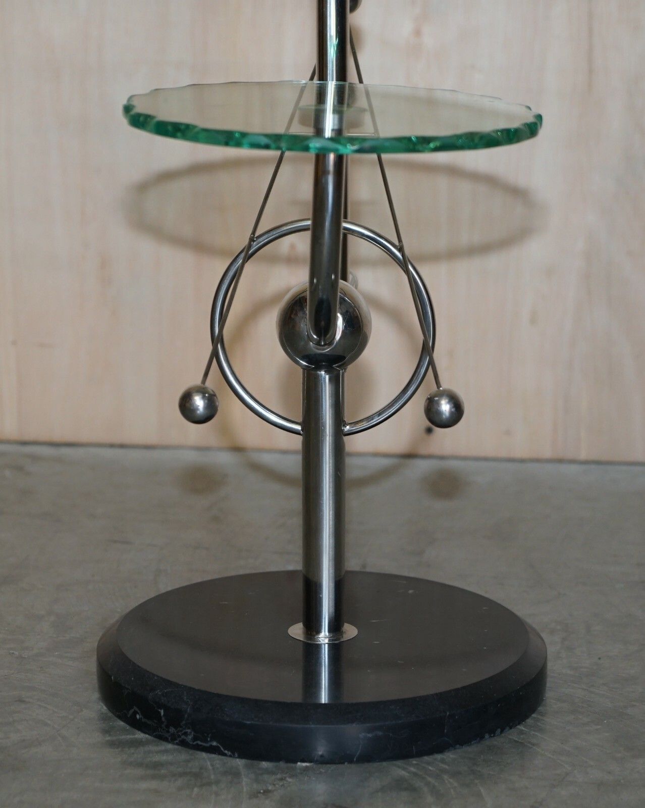 Mid Century Modern Atomic Space Age Chrome Glass & Marble Side End Lamp Table photo Furniture