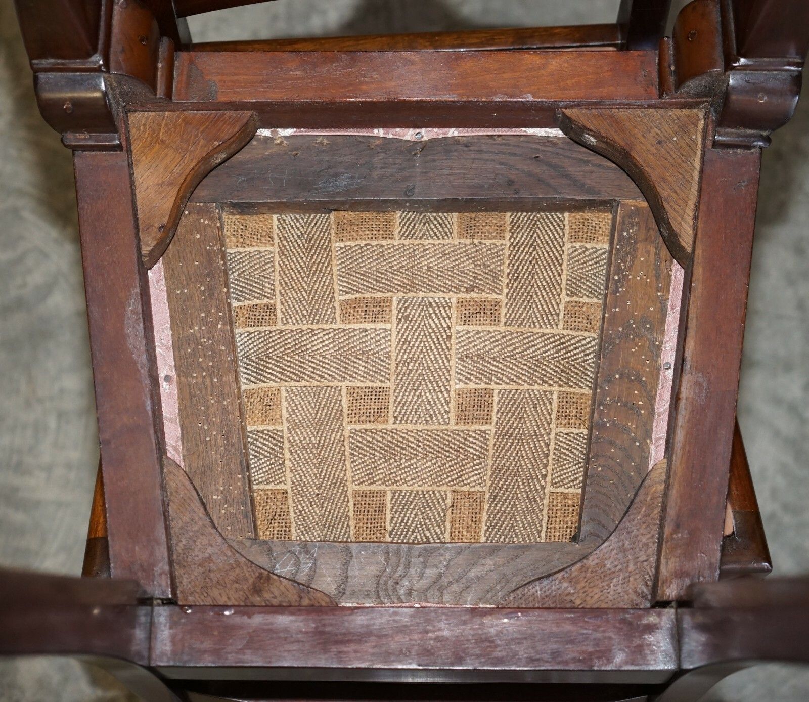 photo for sale Pair Of Antique Honduras Mahogany English Hand Carved Lion Hairy Paw Feet Chairs