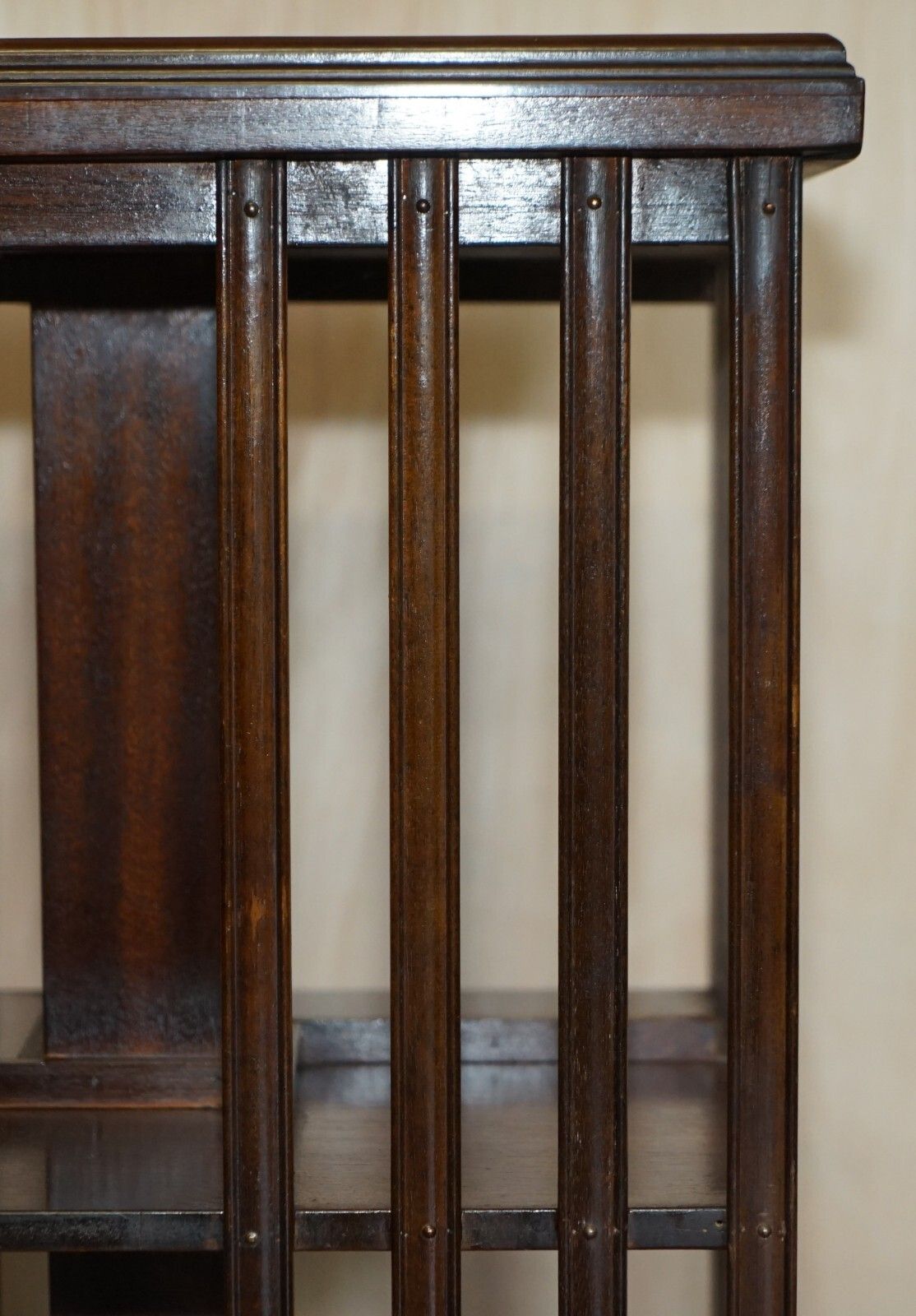 Vintage Sheraton Revival Mahogany & Satinwood Revolving Bookcase Side End Table photo 1350.0