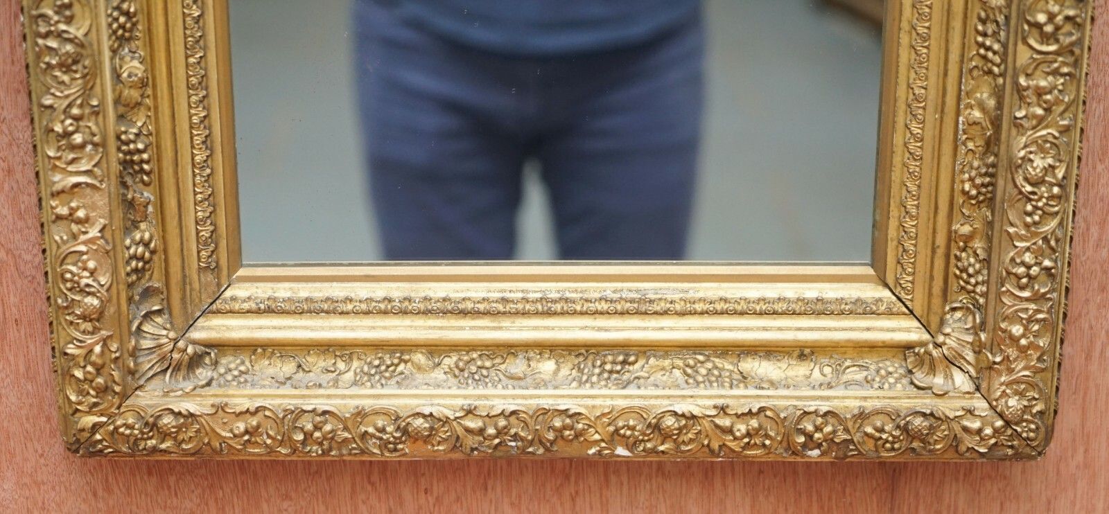 Exceptionally Carved & Heavily Detailed Period Victorian Wall Giltwood Mirror photo for sale