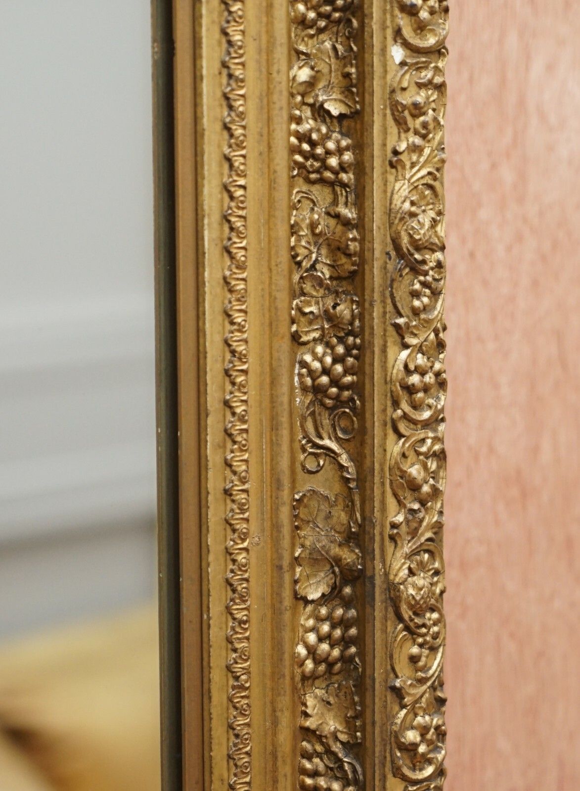 Exceptionally Carved & Heavily Detailed Period Victorian Wall Giltwood Mirror photo vintage