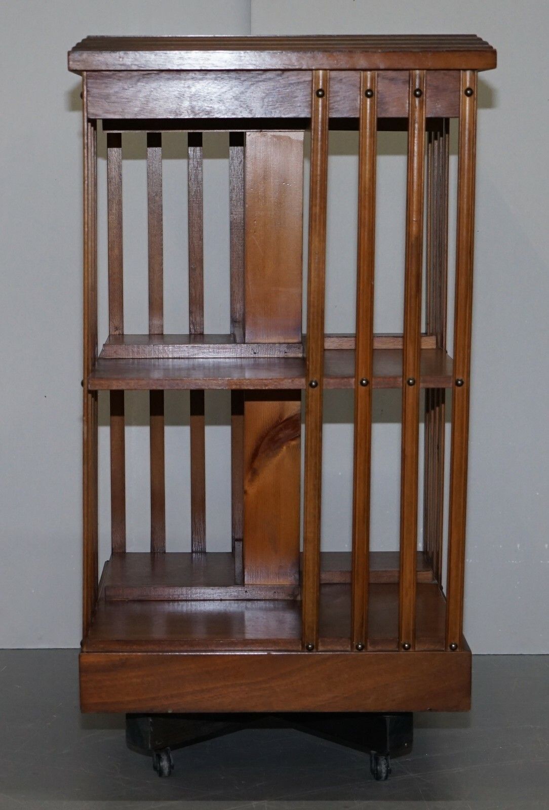 Circa 1900 Edwardian Burr Walnut & Satinwood Revolving Bookcases Sheraton Inlaid photo vintage
