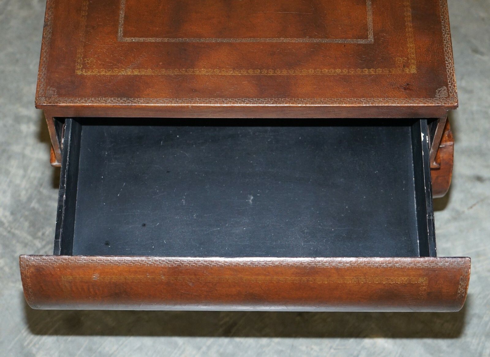 1350.0 Pair Of Leather Bound Scholars Library Stacking Books Side Tables With Drawers photo