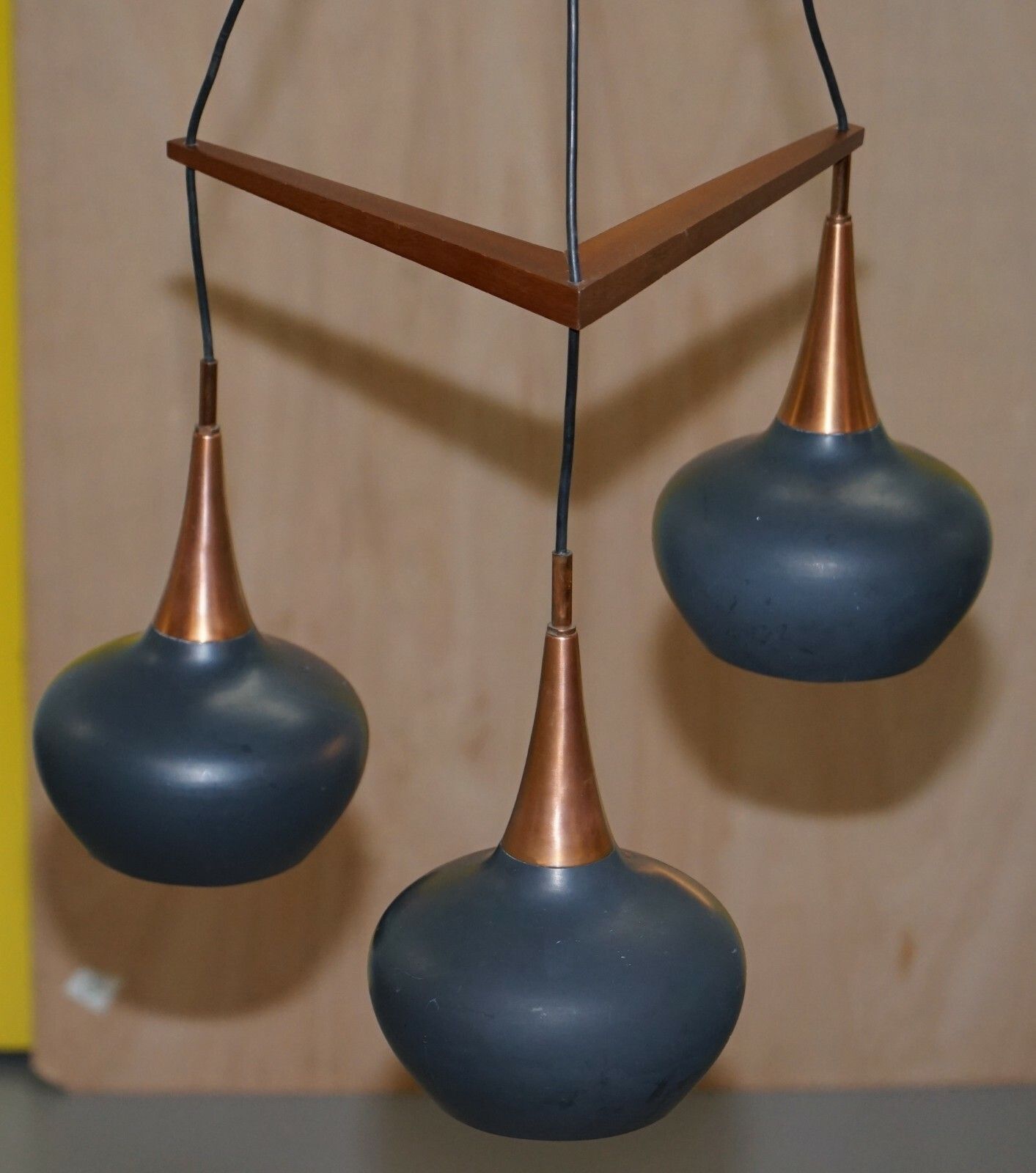 Rare Circa 1960 Uno And Osten Kristiansson For Luxus Triple Light Chandelier photo buy