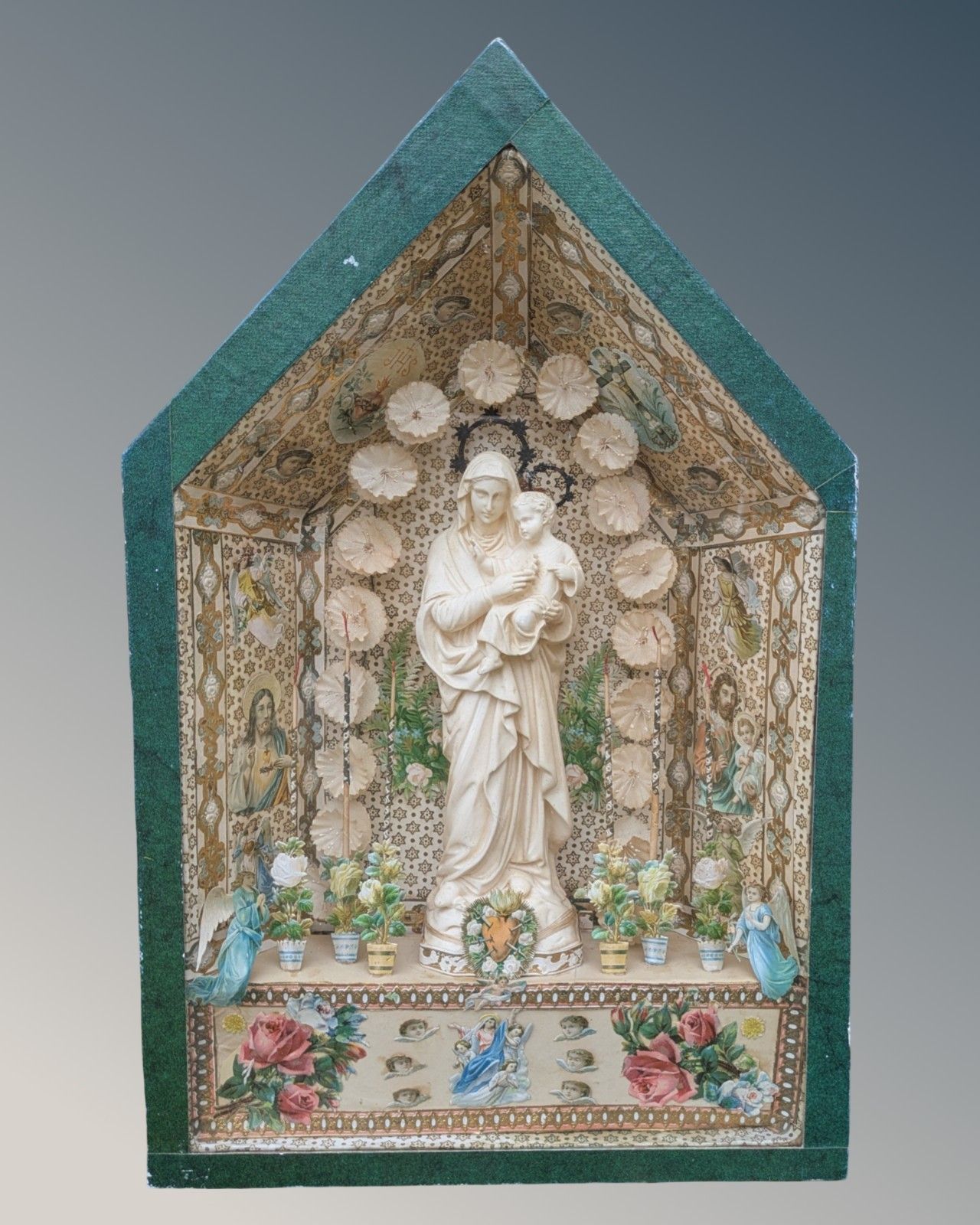 Antique French Diorama Madonna And Child