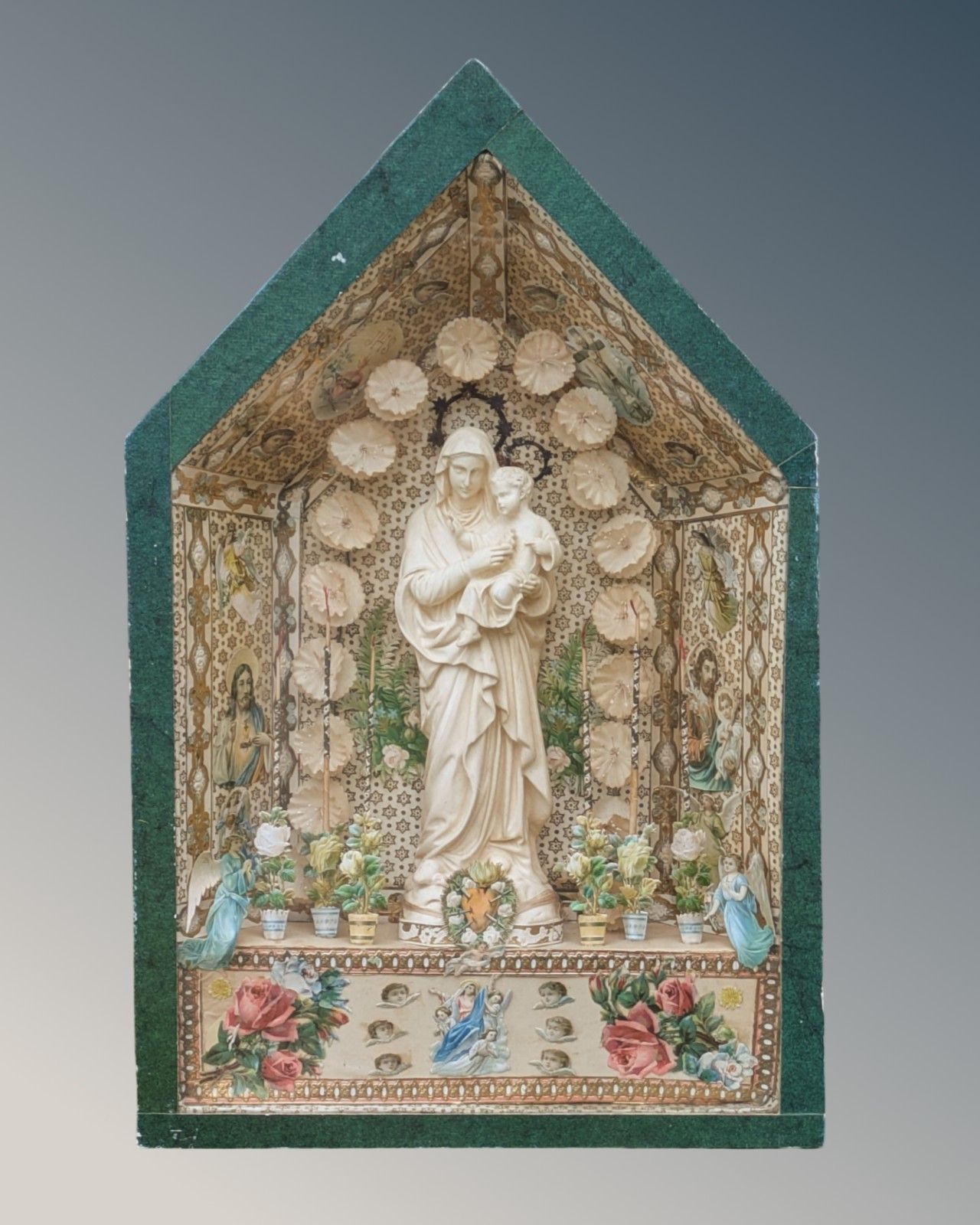 Antique French Diorama Madonna And Child photo for sale