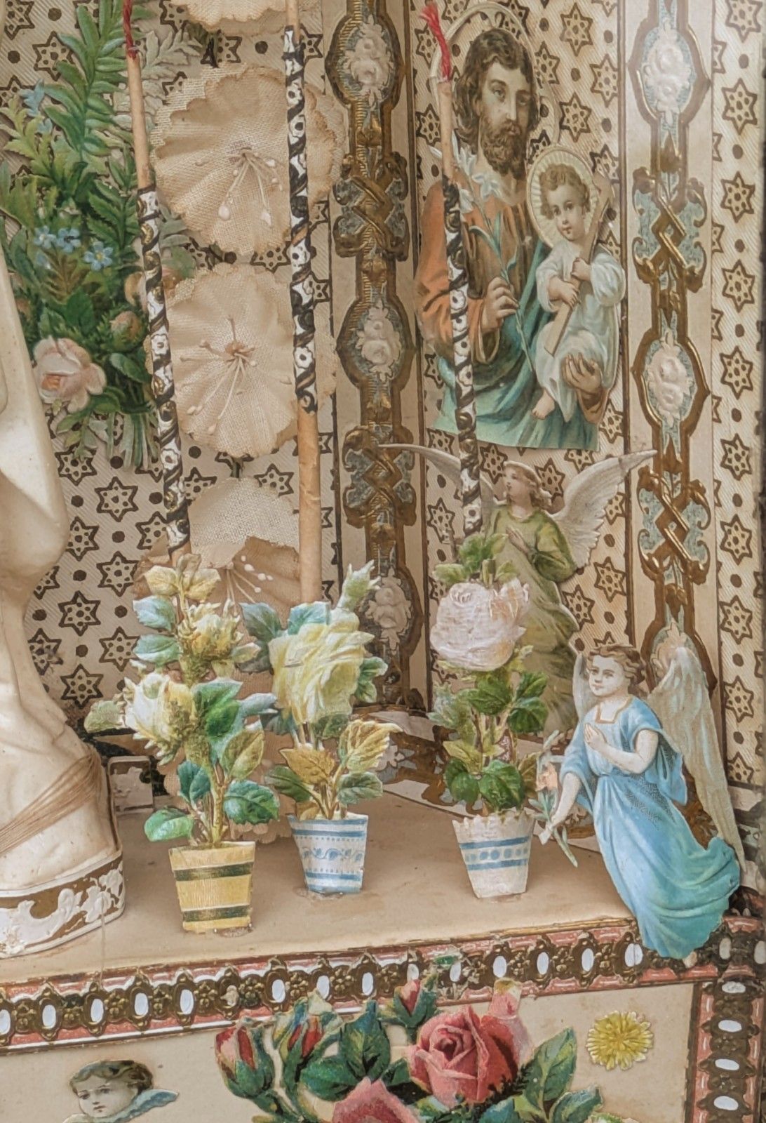 Antique French Diorama Madonna And Child photo Art
