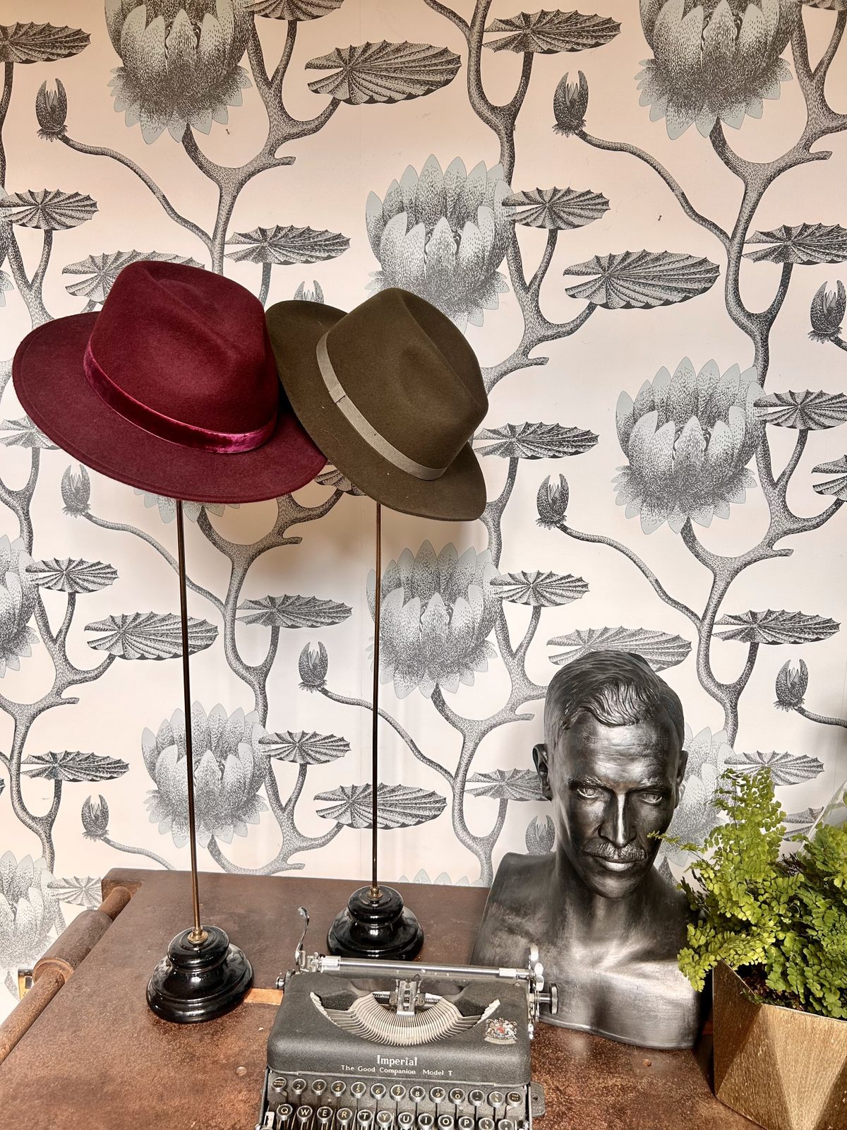 Antique Brass And Ceramic Tall Hat / Wig Display Stands Late 19th Century photo buy