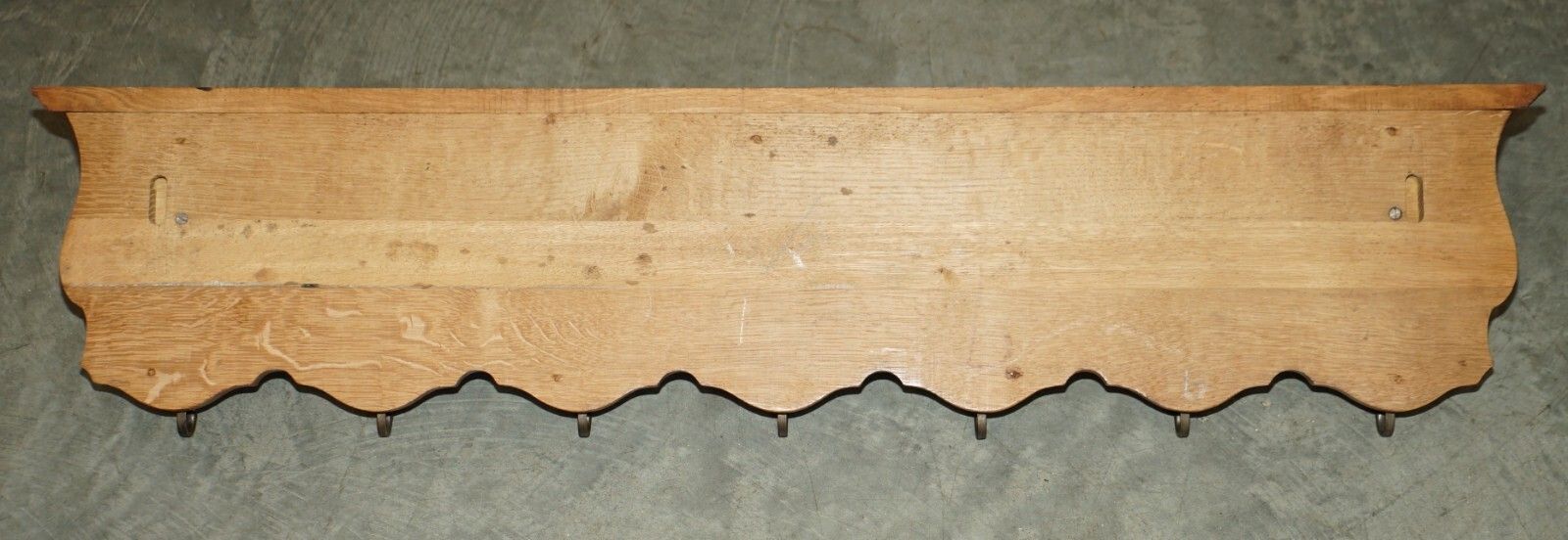 Furniture Antique Dutch Finely Light Oak Coat Hat Scarf Wall Rack Hanger French Hooks photo
