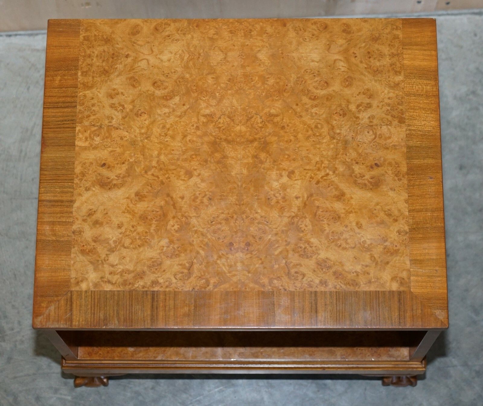 Furniture Lovely Pair Of Burr & Burl Walnut, Claw & Ball Foot, Side End Lamp Wine Tables photo
