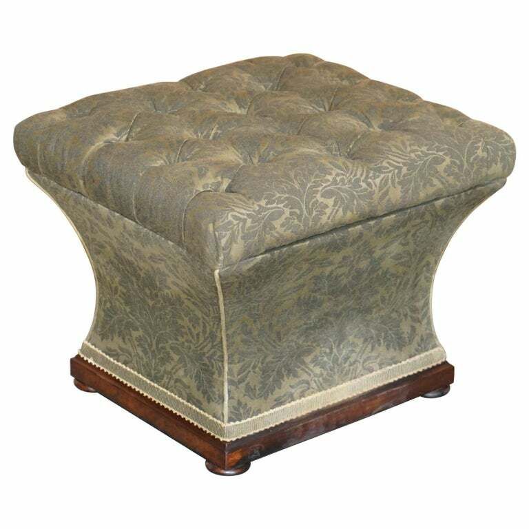 Exquisite Upholstered Victorian Circa 1860 Ottoman Stool Footstool With Storage