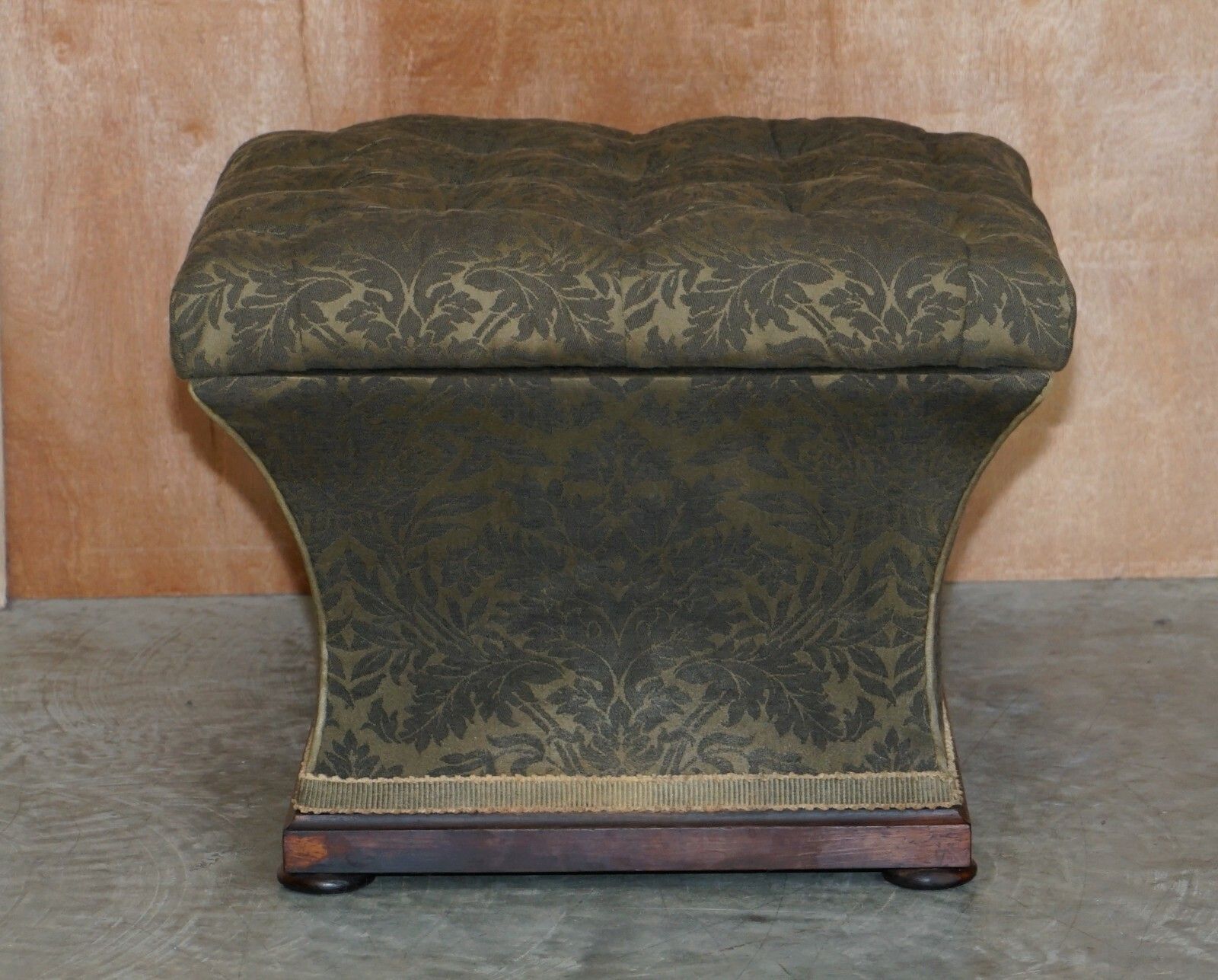 Exquisite Upholstered Victorian Circa 1860 Ottoman Stool Footstool With Storage photo furniture