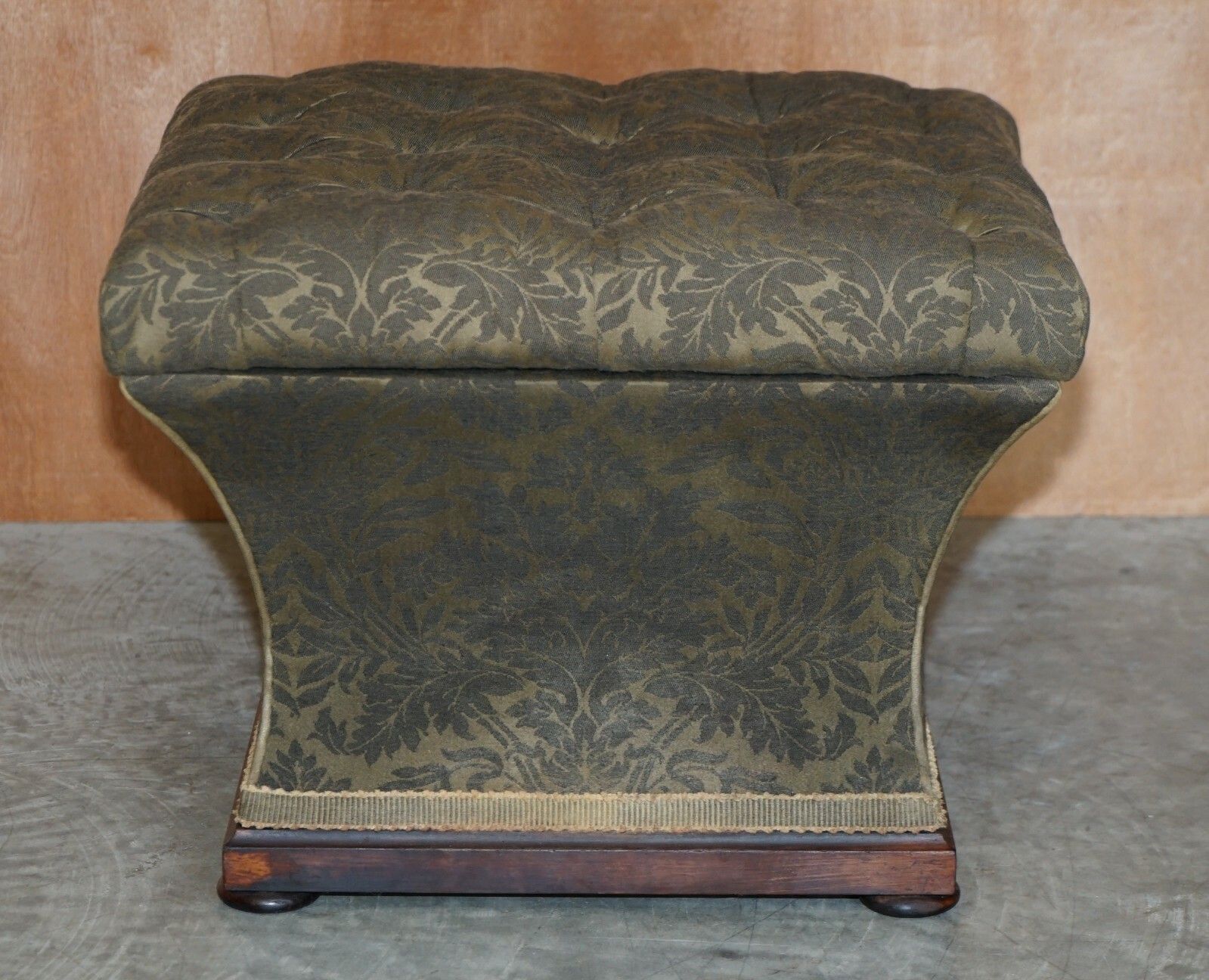 Exquisite Upholstered Victorian Circa 1860 Ottoman Stool Footstool With Storage photo vinterior