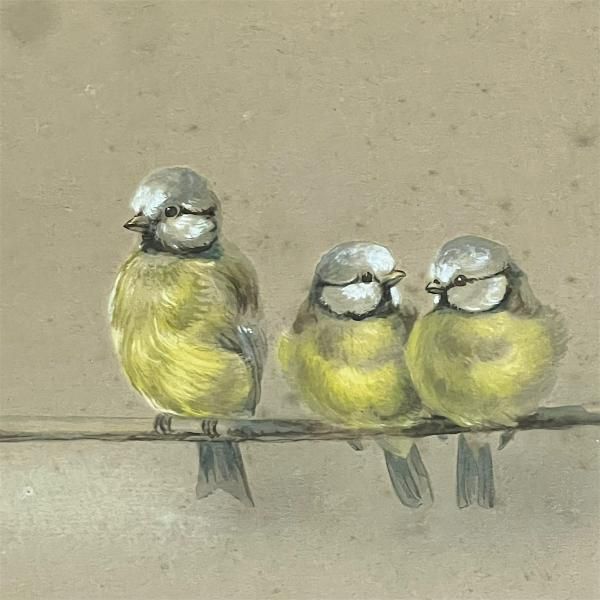 Watercolour Of Robin And The Blue Tits By Sculptor Frank Dobson photo furniture