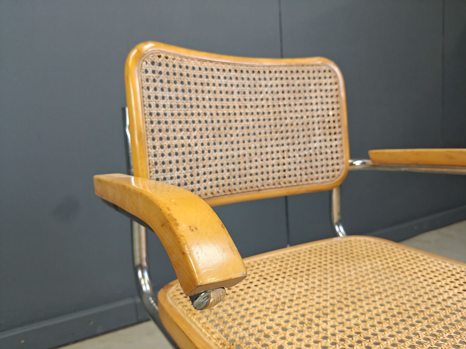 photo for sale Vintage Cantilever Armchair Attr To Marcel Breuer 'Cesca' Chair   1970s