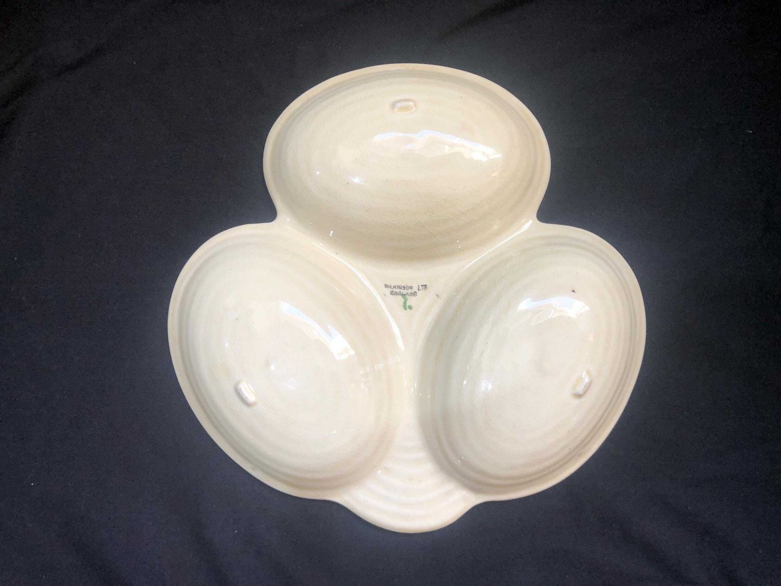 Rare Clarice Cliff Wilkinson Hors D’oeuvres Dish Honeydew Design C 1930. photo for sale