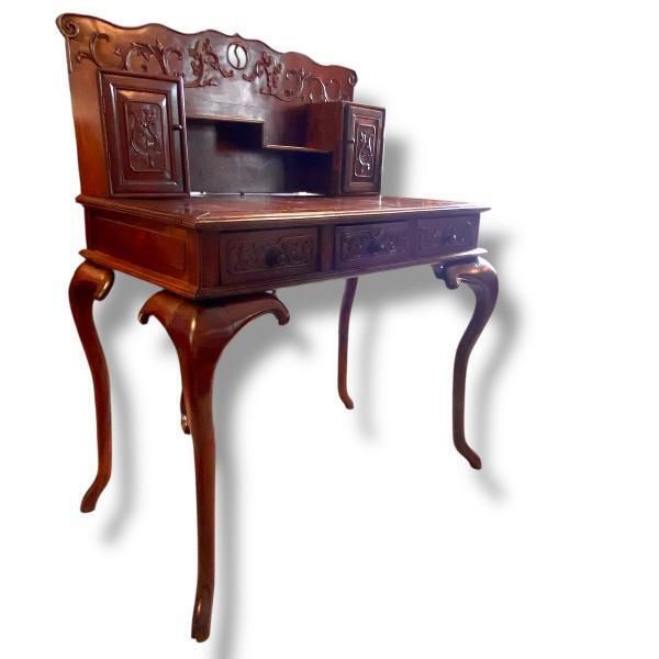 Spectacular Bespoke Anglo Chinese Zitan Wood Desk, Early 20th Century photo furniture