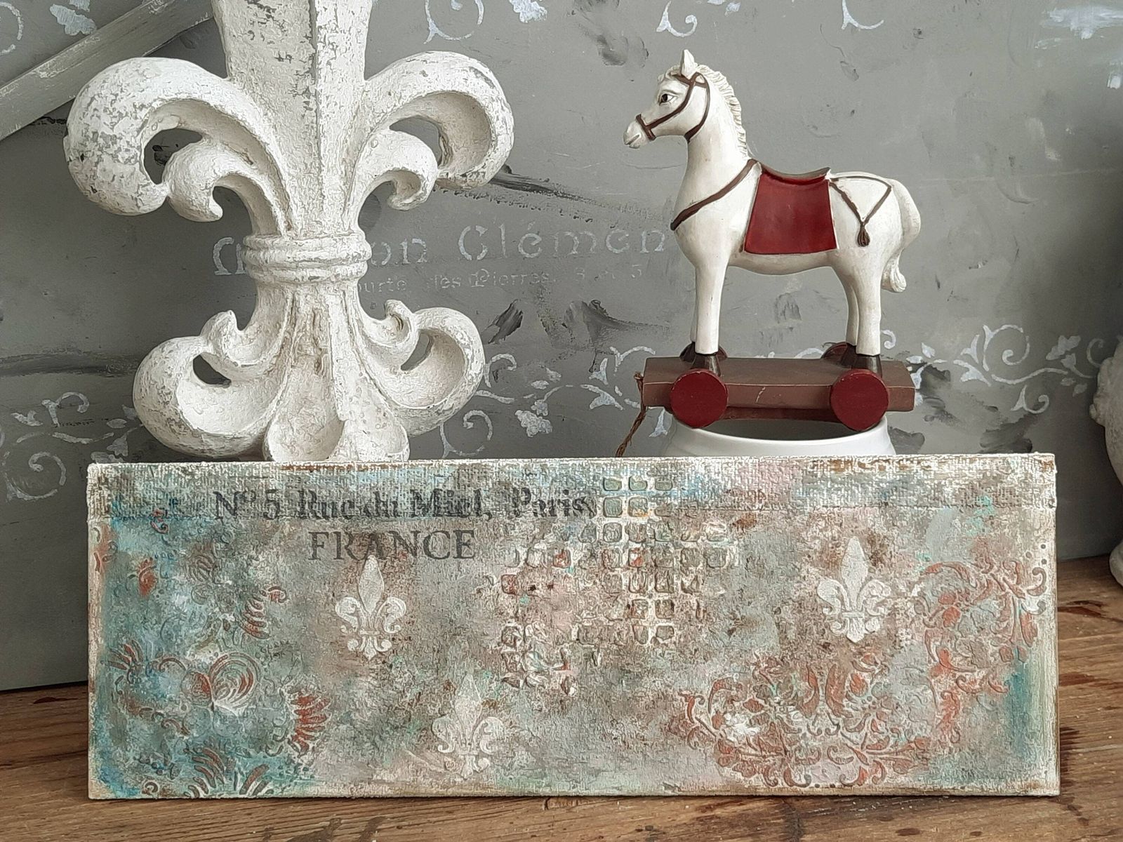 Handmade Turquoise French Wall Plaque: Shabby Chic Baroque Decor (18.1x6.3") photo buy