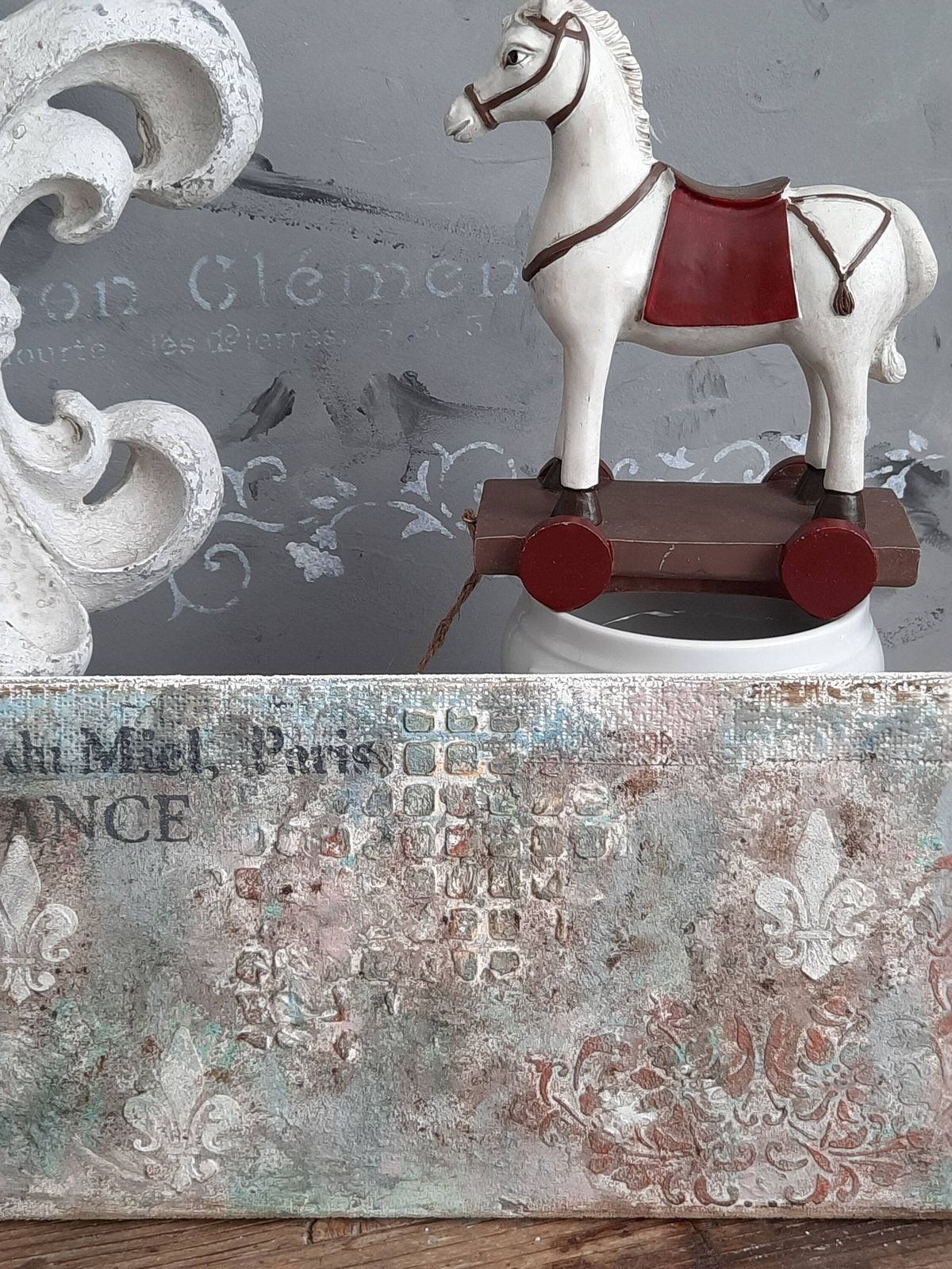 photo furniture Handmade Turquoise French Wall Plaque: Shabby Chic Baroque Decor (18.1x6.3")