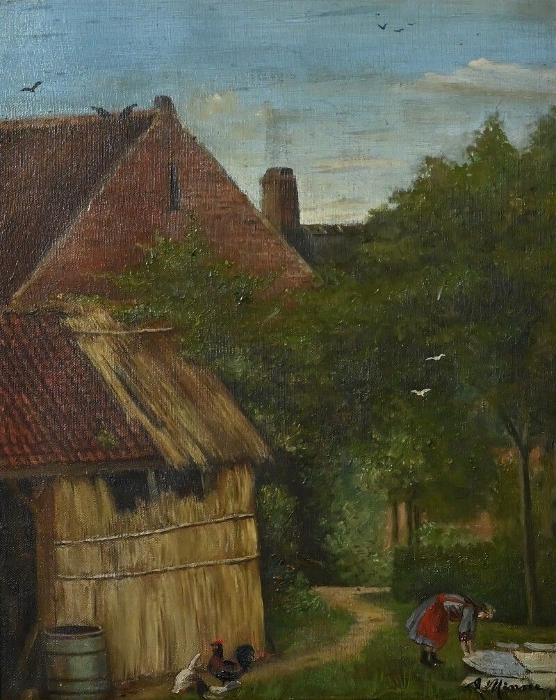Pair Of “Country Scenes” Paintings, Signed A. Minne – Late 19th Century photo vinterior