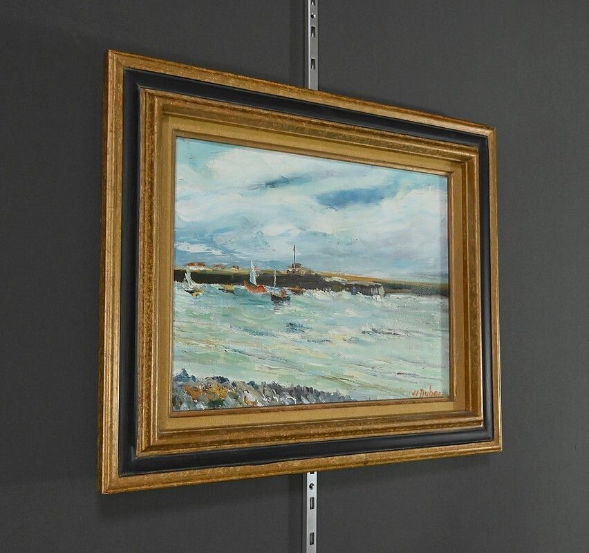 Painting “Petit Port Breton” Signed Jj Duboc – 1980 photo for sale
