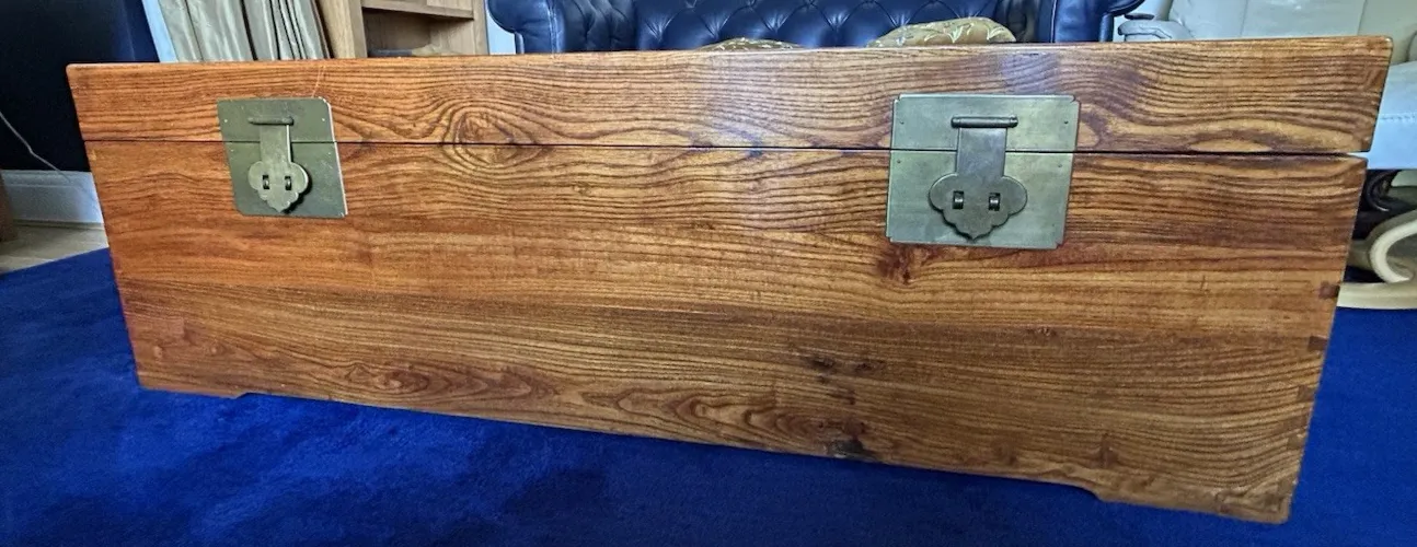 Vintage Camphor Wood Brass Campaign Trunk Chest Box Coffee Table photo Furniture