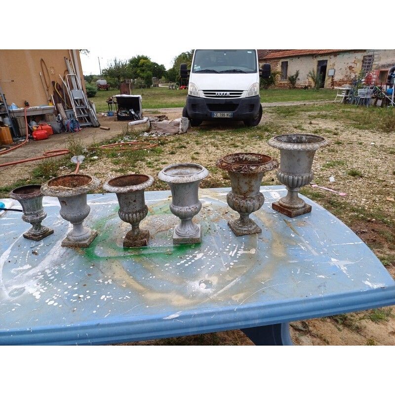Set Of 6 Medici Cast Iron Vases From Charleville   Mézières 1900 photo vintage