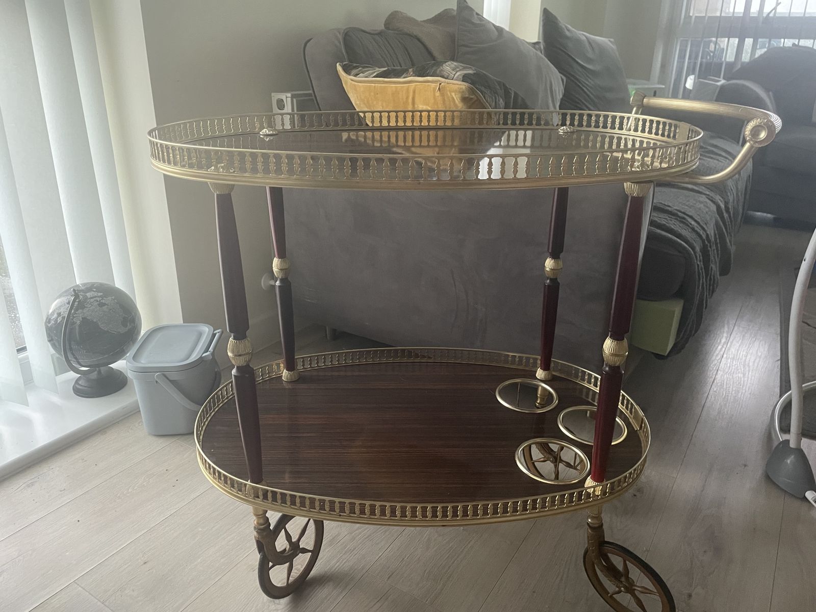 Vintage Italian Formica Alloy 60’s Bar Cart Drinks Trolley photo furniture