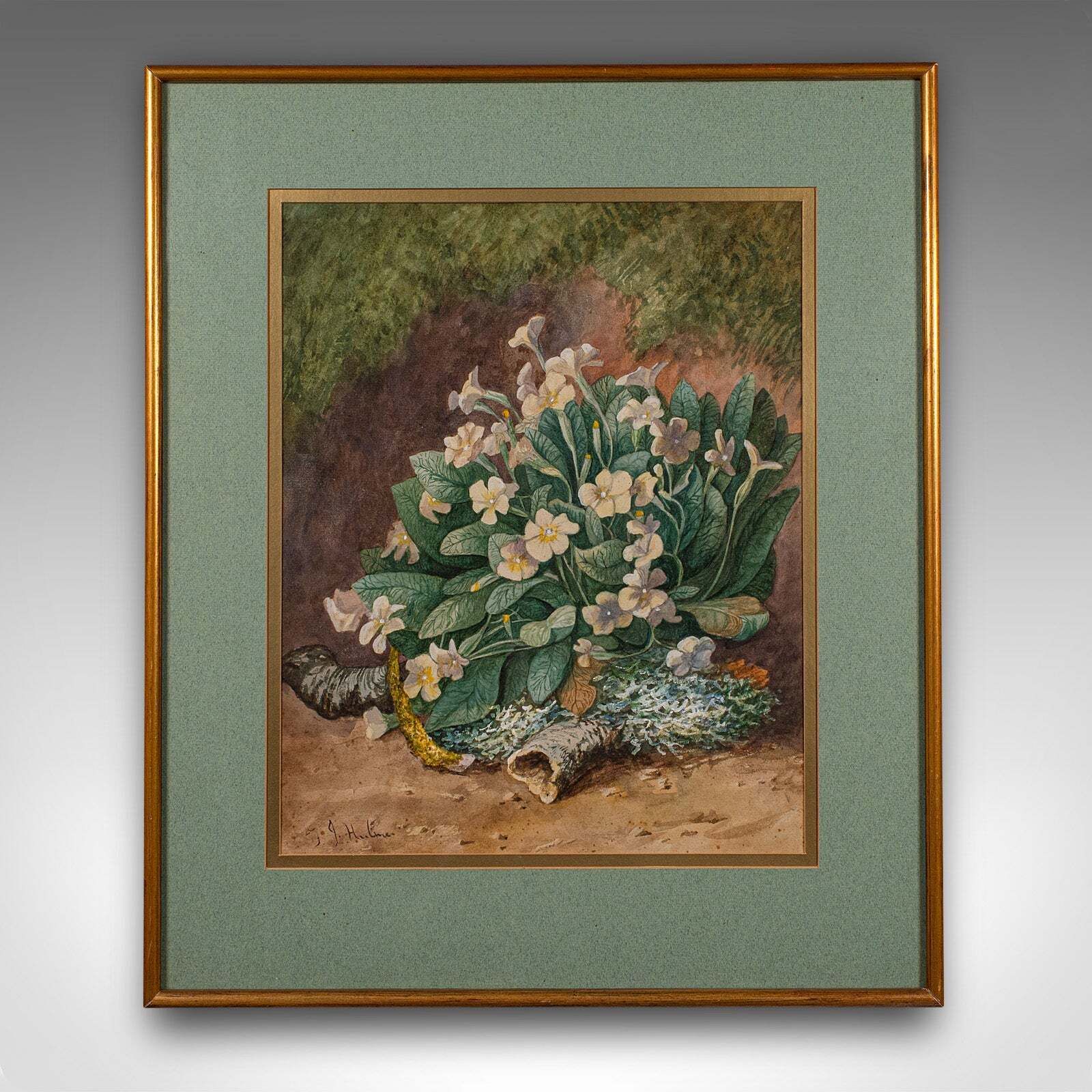 Vintage Still Life, English School, Watercolour, Flower Picture, Painting, Art photo furniture