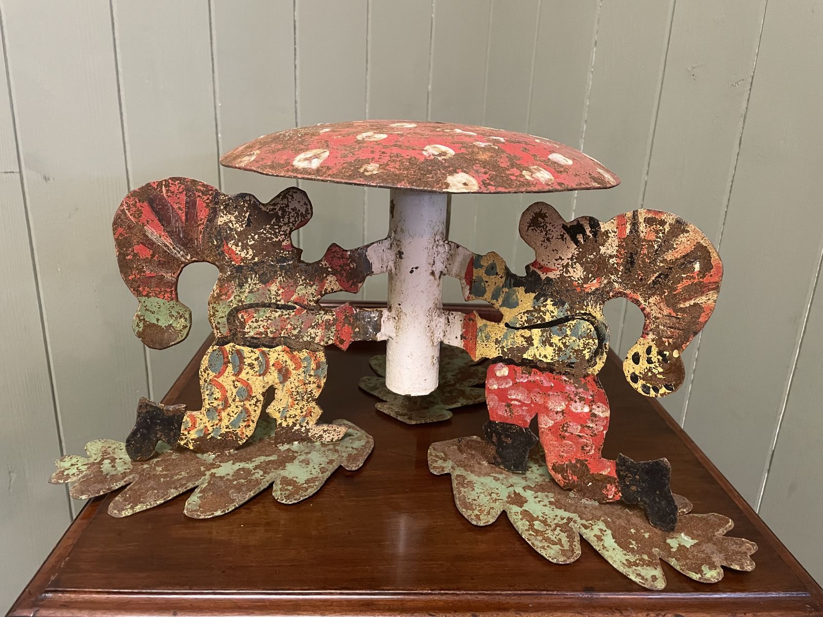 Antique Handmade German Folk Art Metal Christmas Tree Stand photo for sale