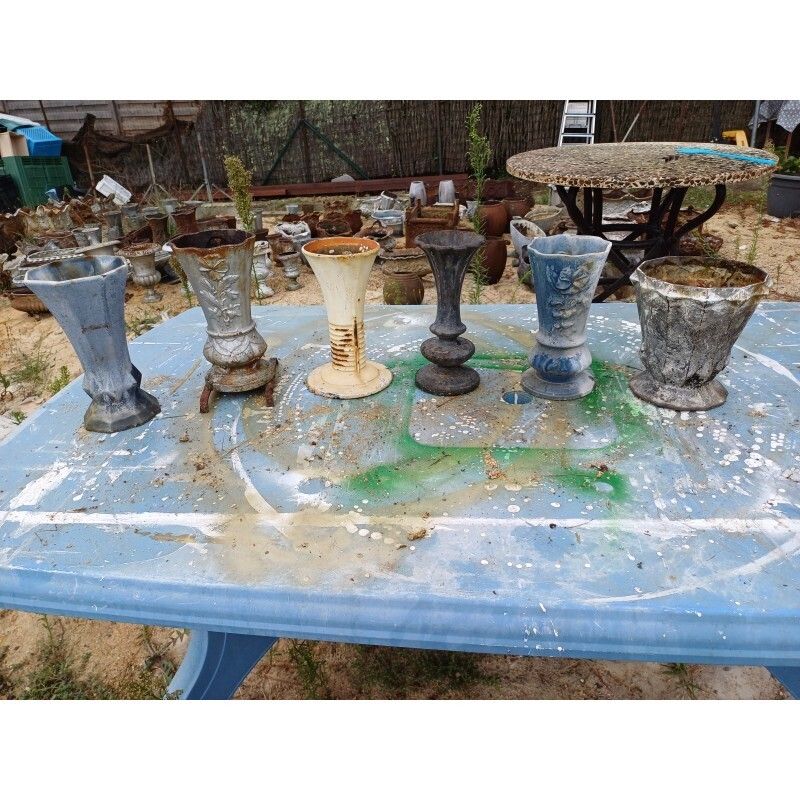 photo vinterior Lot Of 6 Cast Iron Vases From 1900 From Charleville Mézières