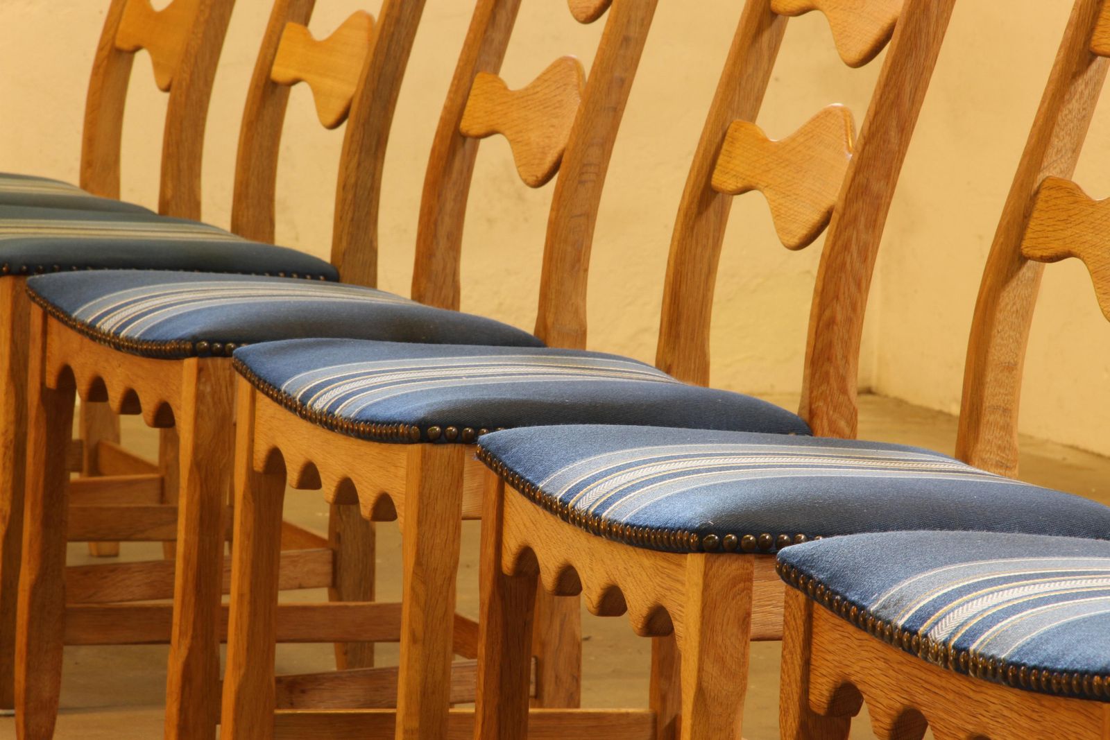 Vintage 1960s Danish Brutalist Oak Ladder Dining Chairs Style Of Kjærnulf photo 3180.0