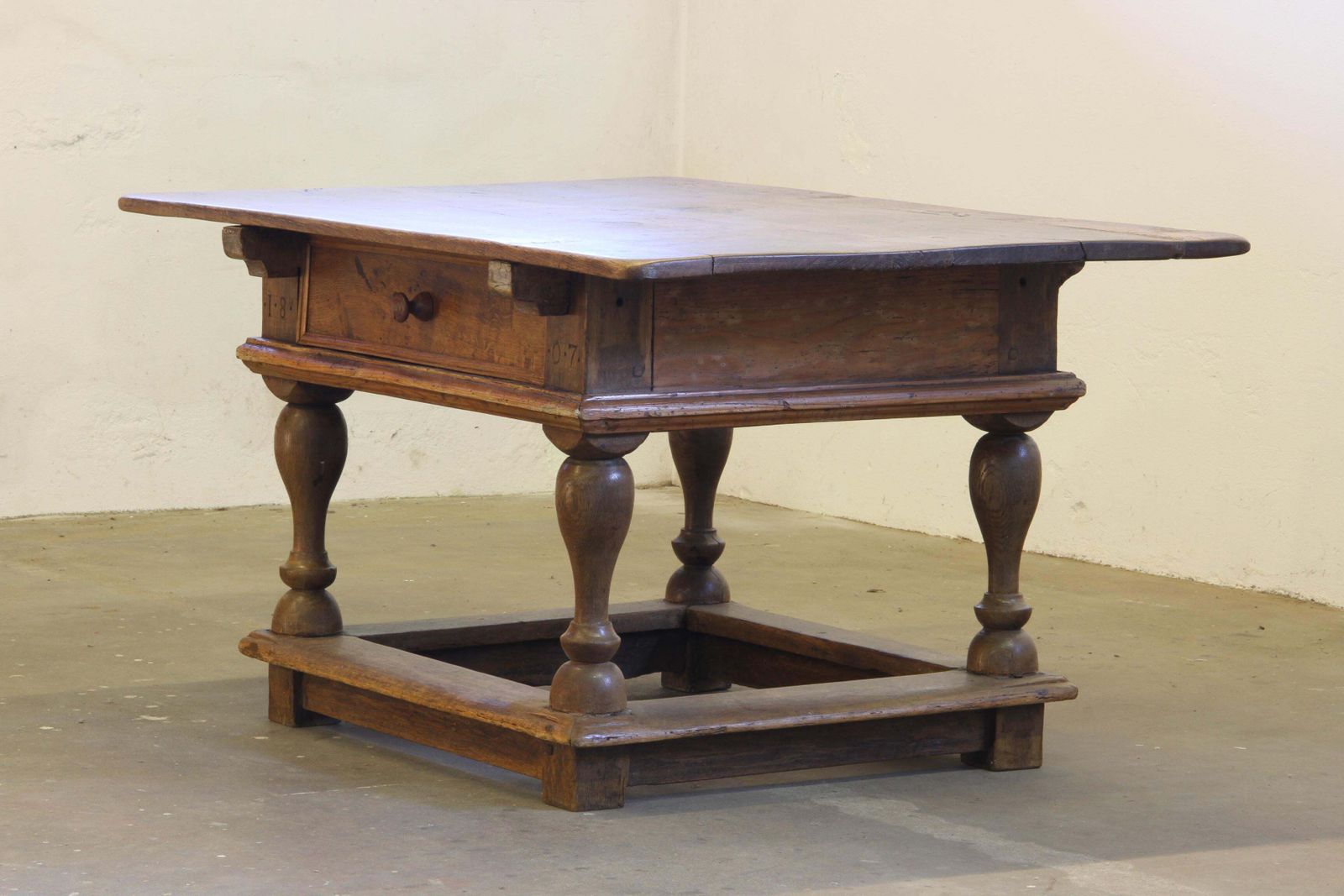Baroque Antique Nordic Provincial Oak Table 1800s Rustic Farmhouse, Rich Patina photo 3665.0